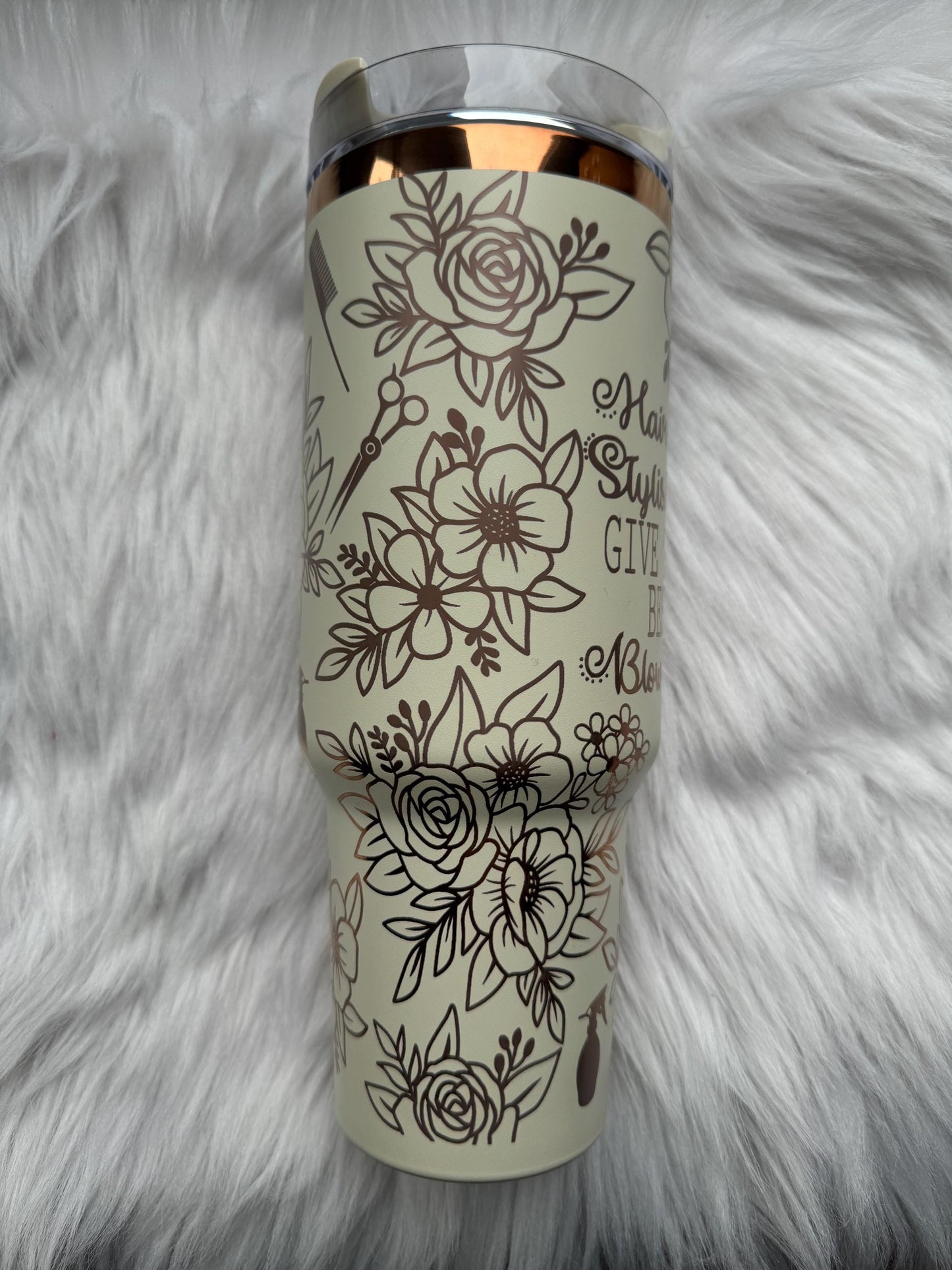 Hairdresser gift 40 oz engraved tumbler~ Hairdressers give the best blowjobs~ Hairdresser Tumbler