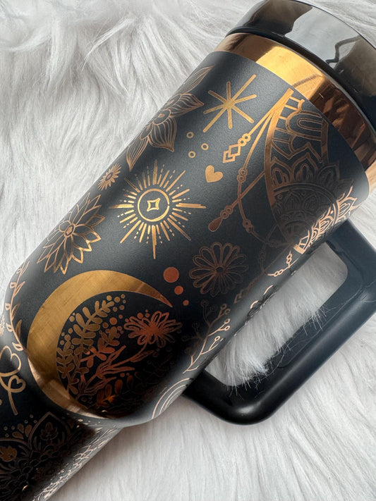 Boho Lover  40 oz engraved tumbler~ Boho design Tumbler