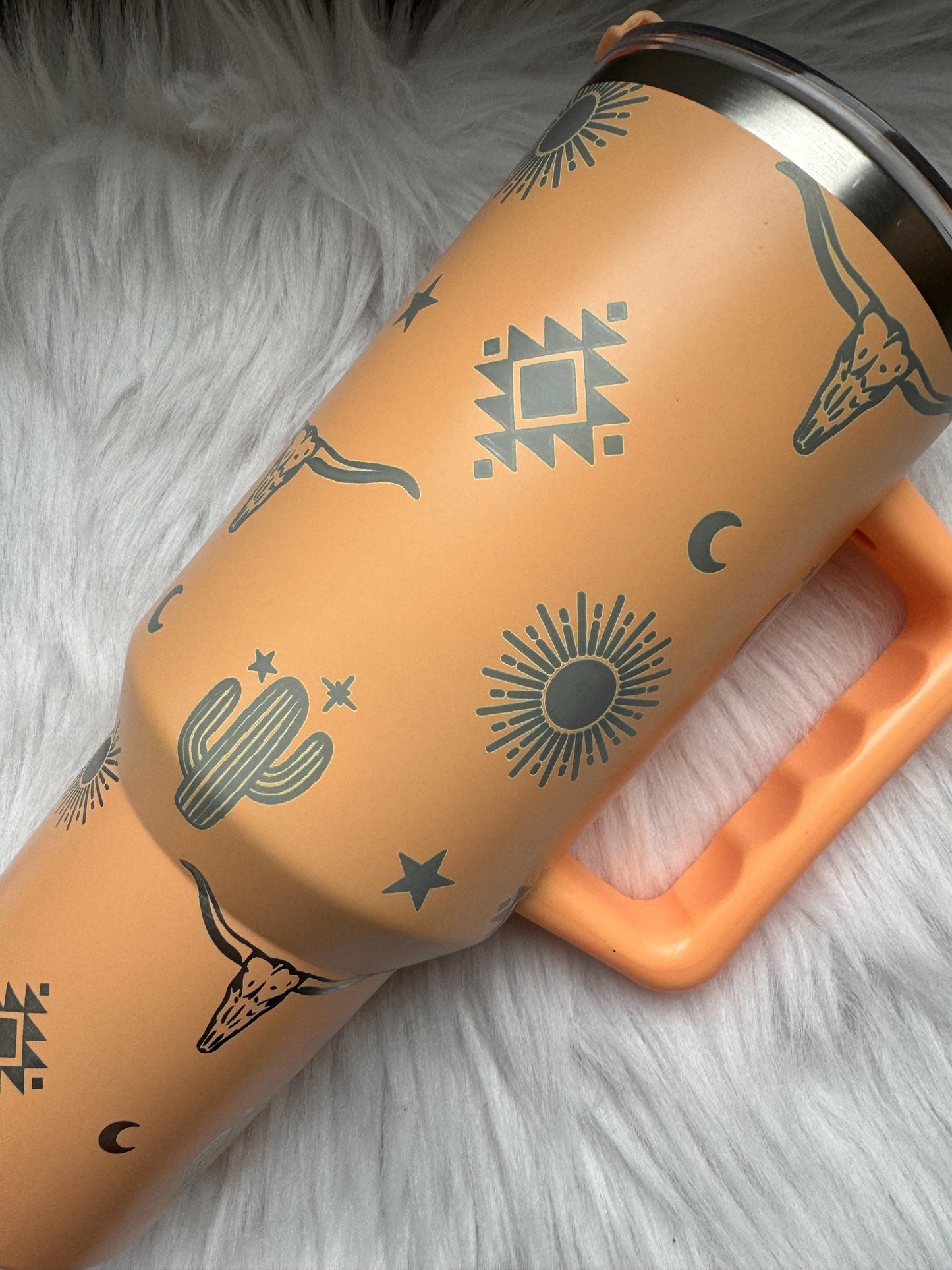 Western 40 oz engraved tumbler~ Western design Tumbler