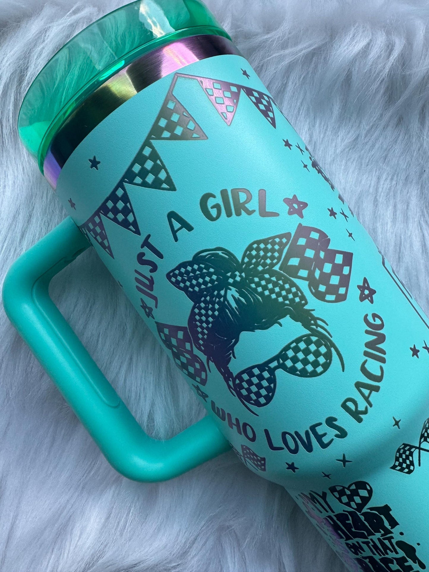 Dirt Track Race Chick 40 oz engraved tumbler~ Dirt Track Race Chick lover design Tumbler~Chroma Tumbler~ Race car lover gift