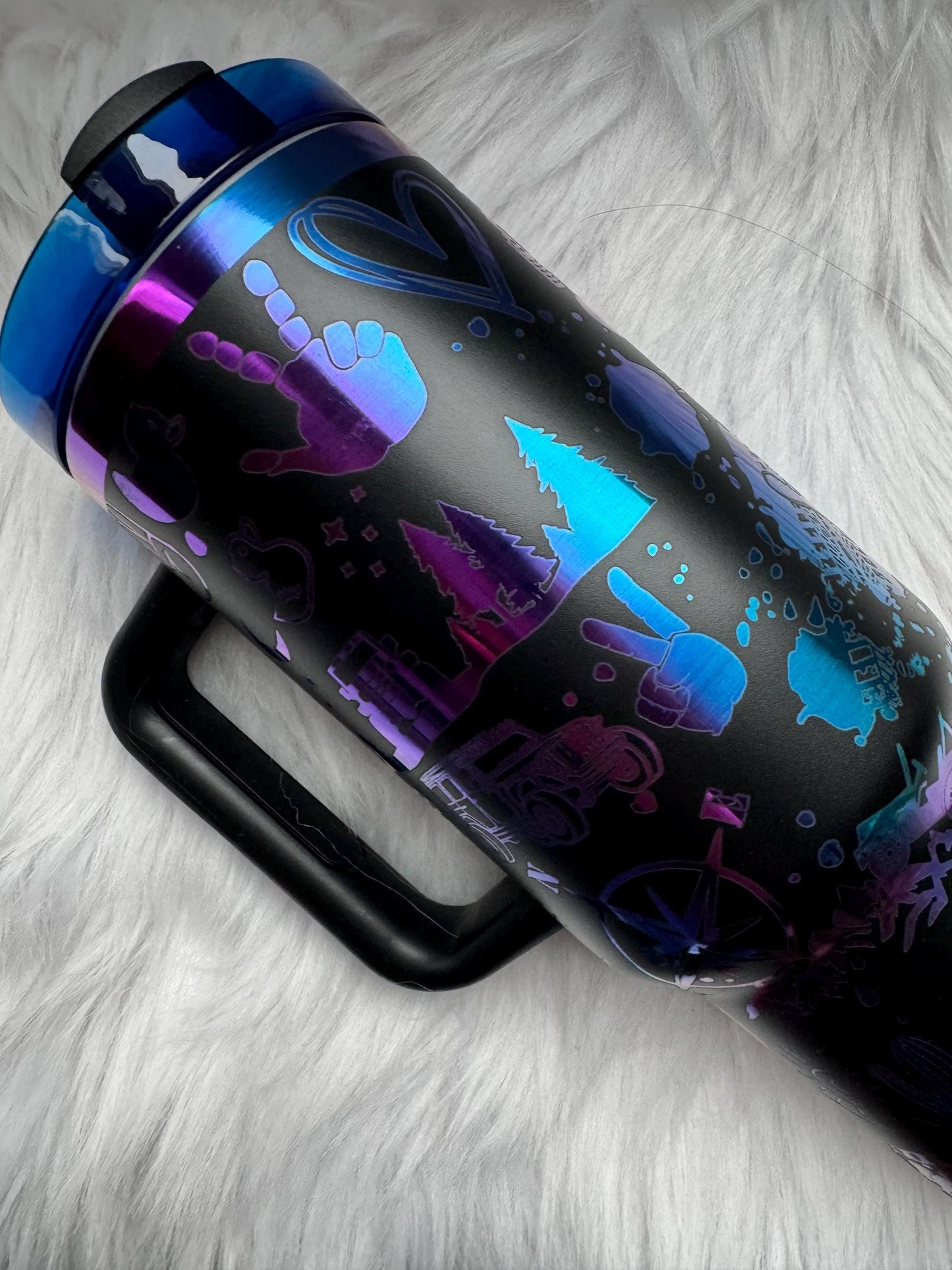 Jeep Off-roading design 40 oz engraved tumbler~ Jeep design Tumbler~ Jeep owner gift~ Black Chroma