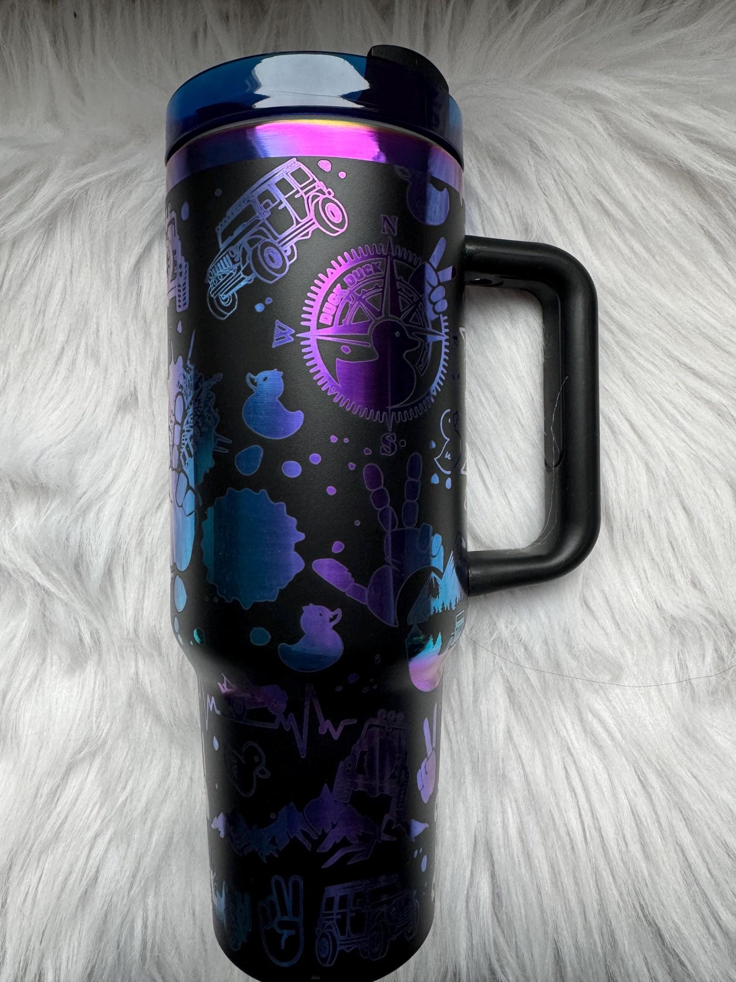 Jeep Off-roading design 40 oz engraved tumbler~ Jeep design Tumbler~ Jeep owner gift~ Black Chroma
