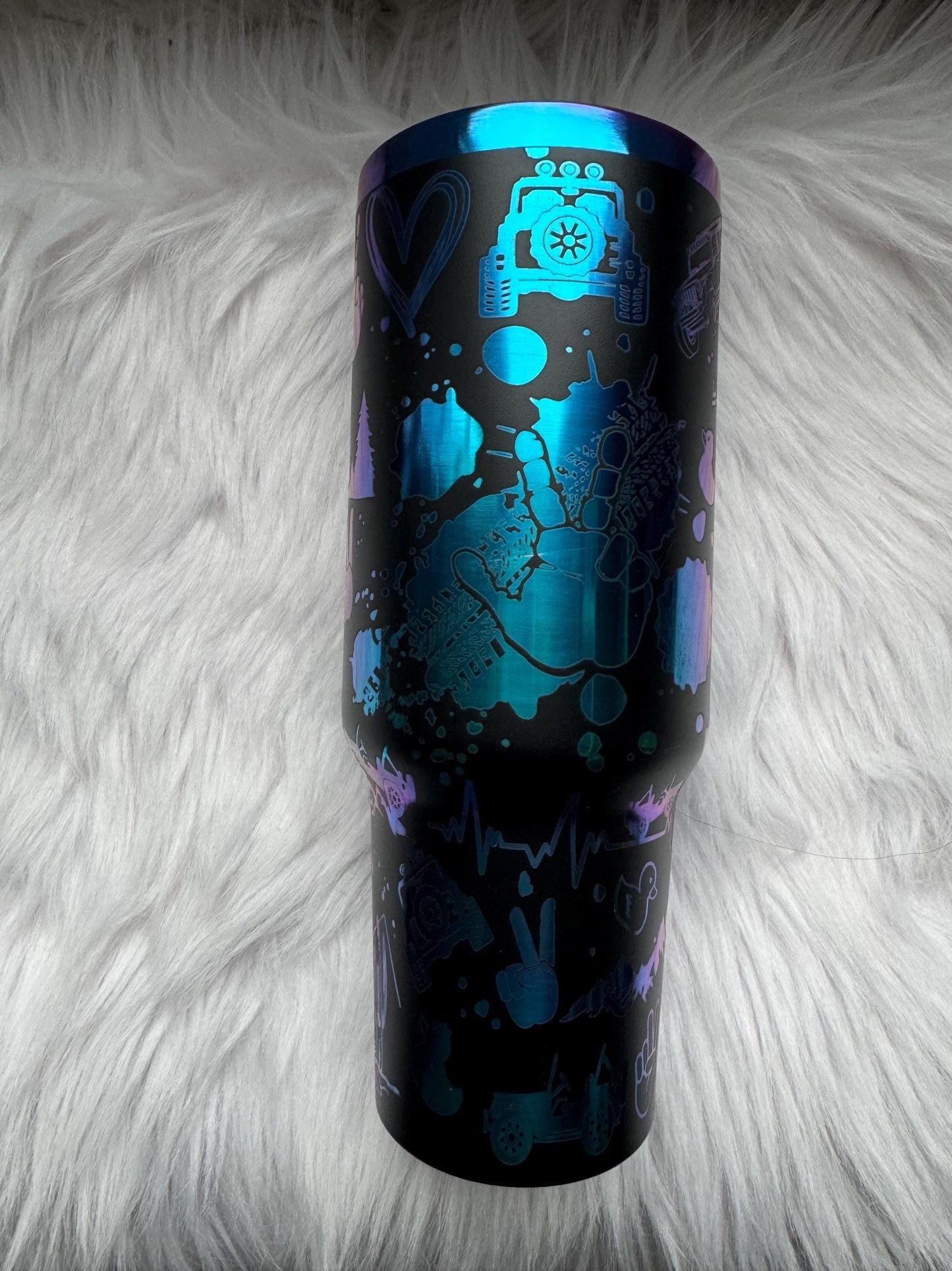 Jeep Off-roading design 40 oz engraved tumbler~ Jeep design Tumbler~ Jeep owner gift~ Black Chroma