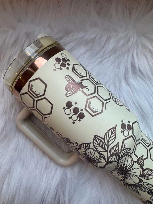 Honey Bee 40 oz engraved tumbler~ Honey Bee design Tumbler~ Bee lover gift