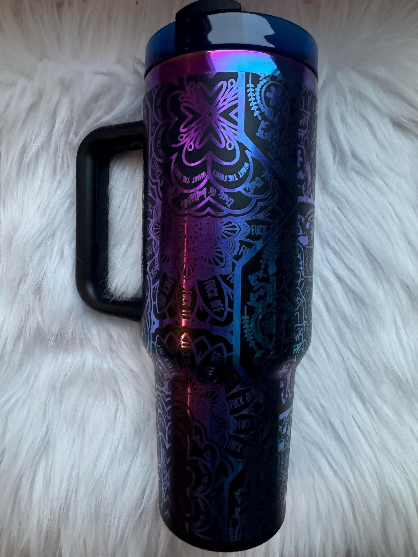 Hidden cuss word 40 oz engraved tumbler~ Hidden cuss word design Tumbler~ Black Chroma