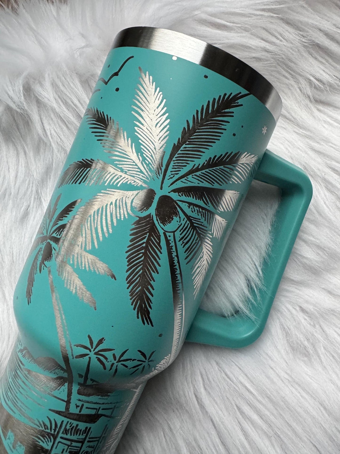 Beachy 40 oz engraved tumbler~ Beach design Tumbler