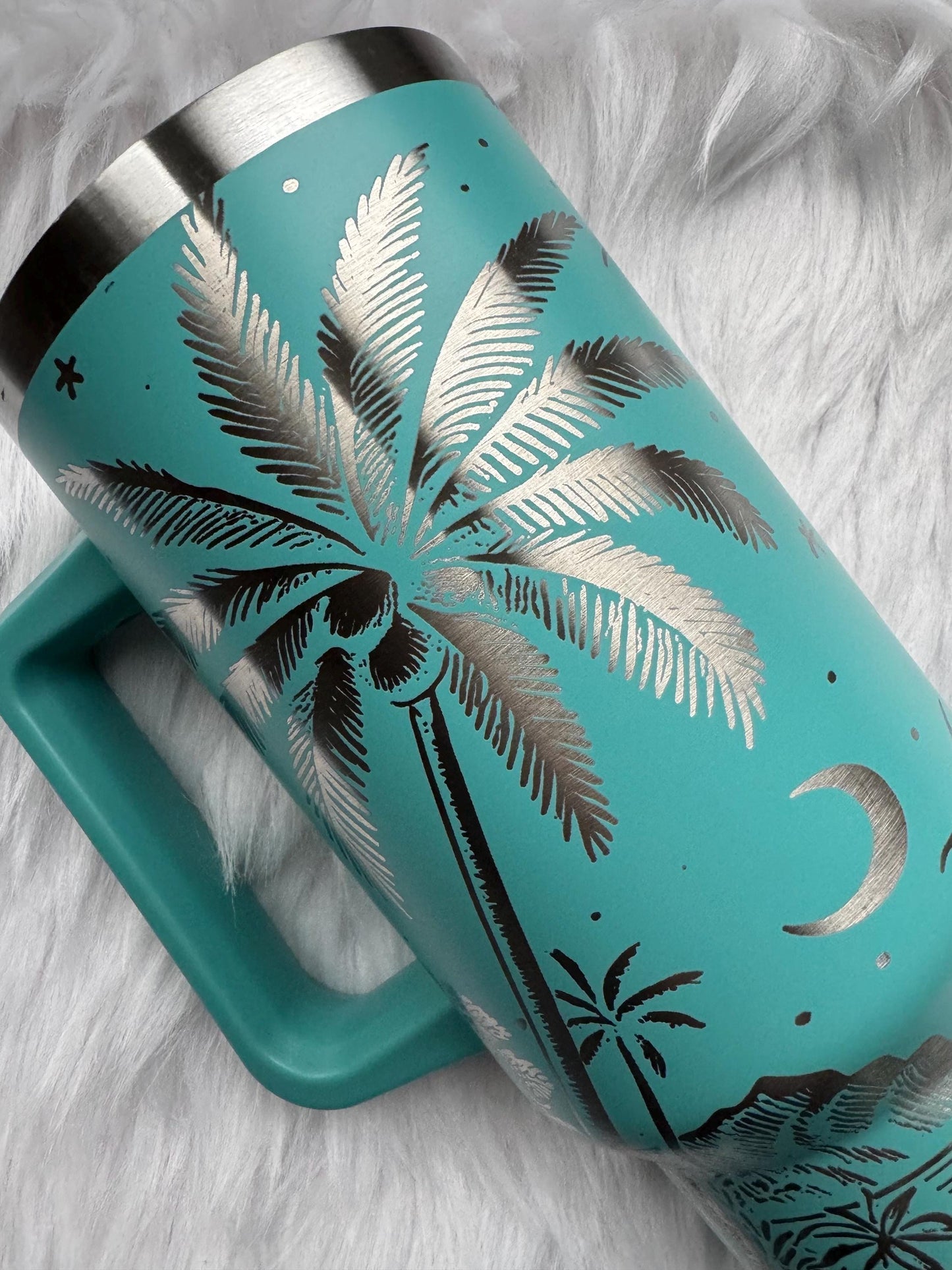 Beachy 40 oz engraved tumbler~ Beach design Tumbler