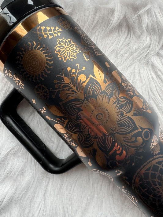 Boho Lover  40 oz engraved tumbler~ Boho design Tumbler