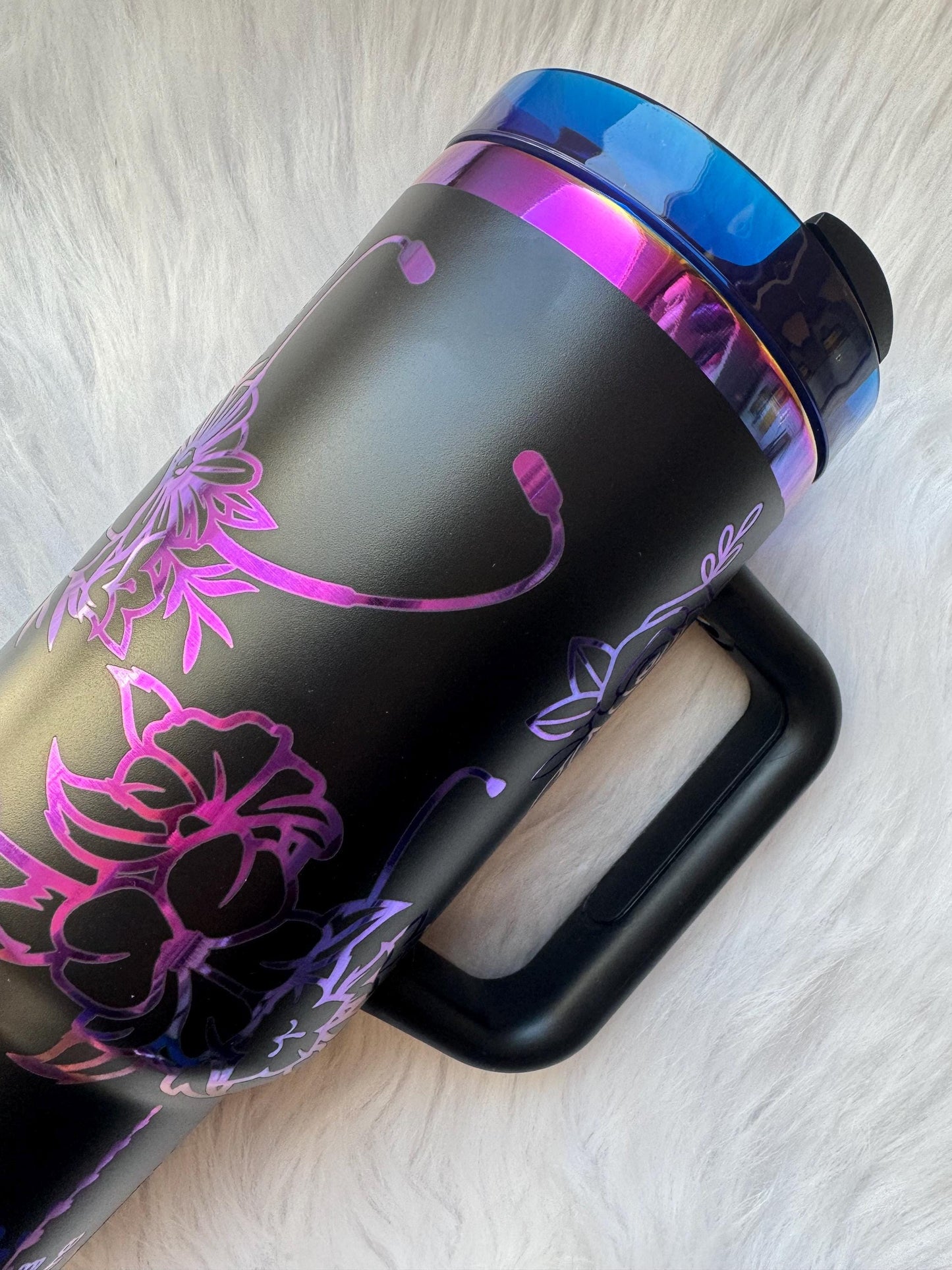Nurse 40 oz engraved tumbler~ Nurse gift~ Insulated hot and cold 40 oz Tumbler ~Custom Engraved Tumbler~Black Chroma~ Nurse Life