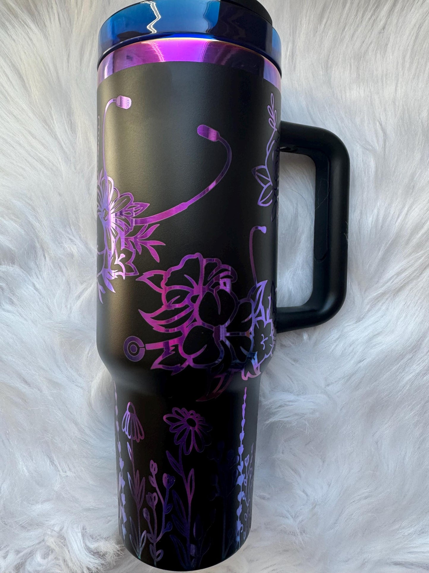 Nurse 40 oz engraved tumbler~ Nurse gift~ Insulated hot and cold 40 oz Tumbler ~Custom Engraved Tumbler~Black Chroma~ Nurse Life