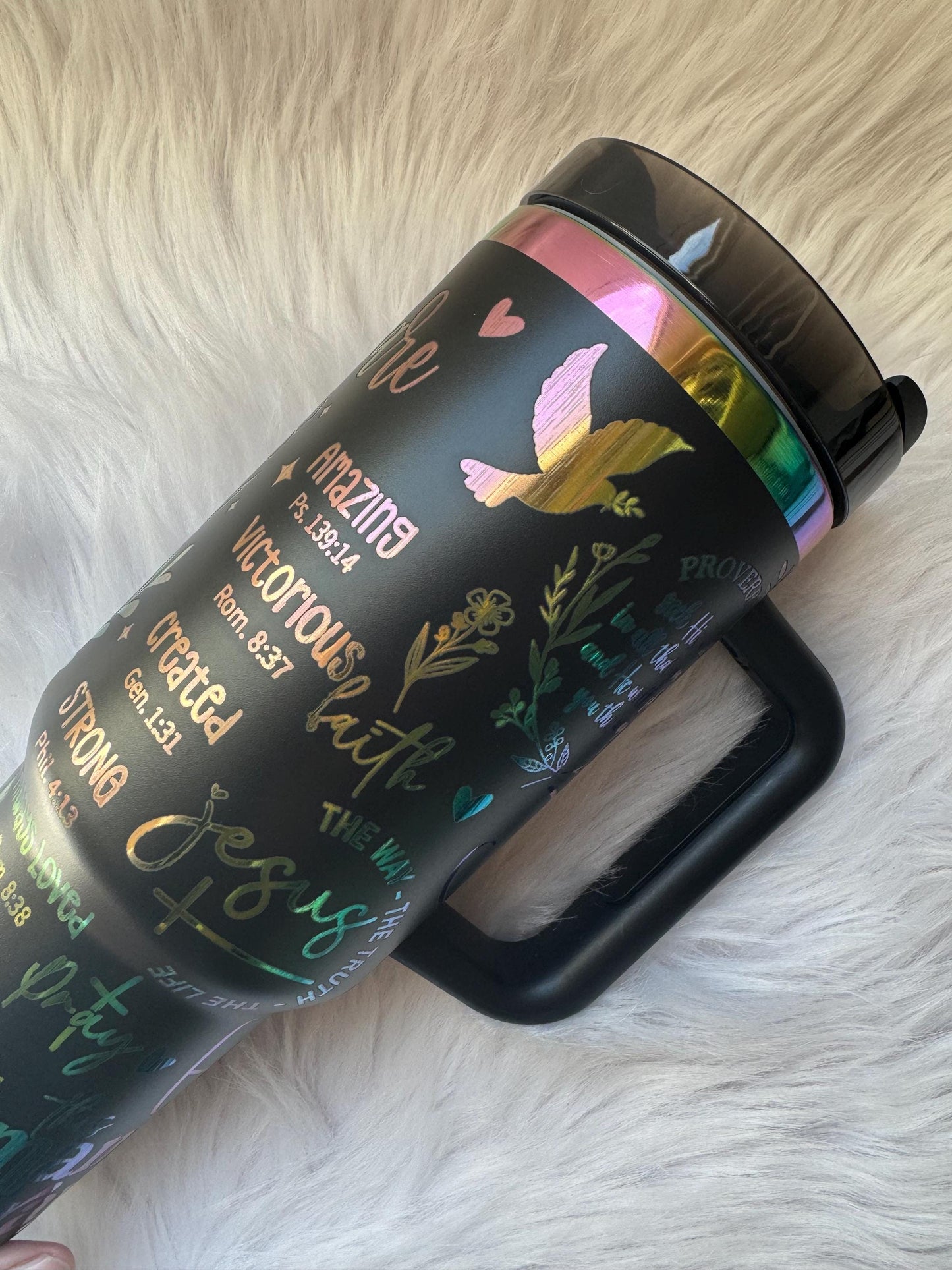 Praying Mama oz engraved tumbler~ Prayer gift~ Insulated hot and cold 40 oz Tumbler ~Custom Engraved Tumbler~ Black Chroma