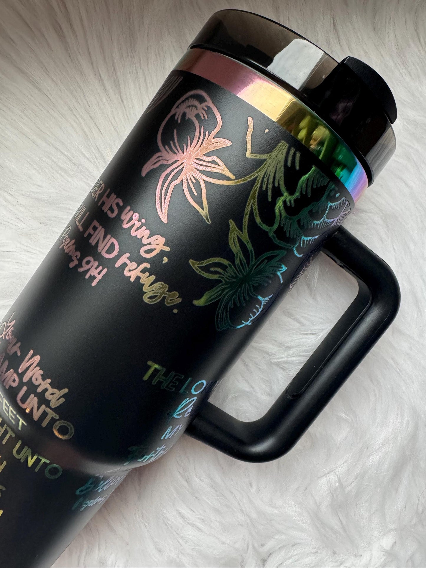 Great is thy Faithfulness oz engraved tumbler~ Prayer gift~ Insulated hot and cold 40 oz Tumbler ~Custom Engraved Tumbler~ Black Chroma