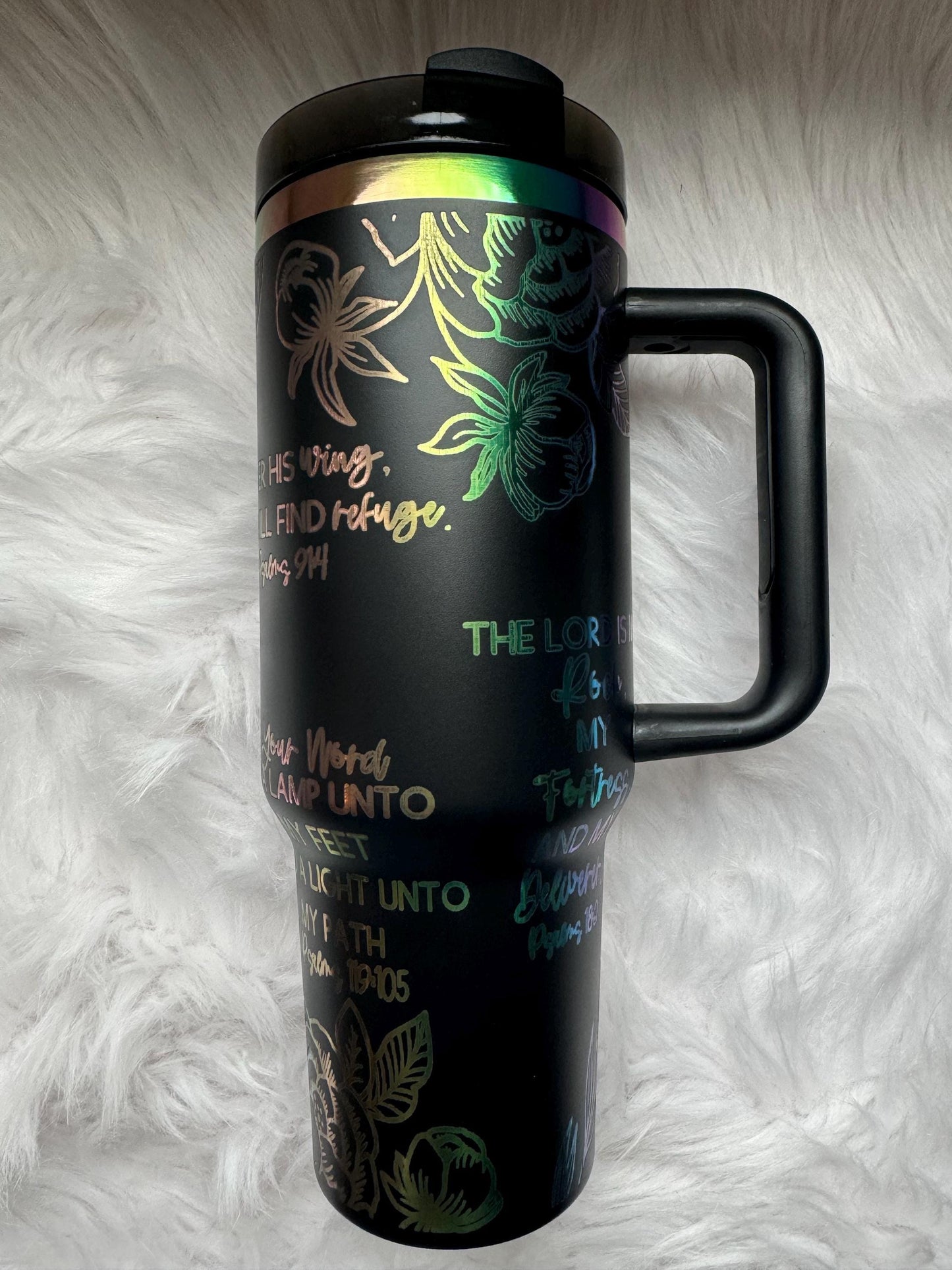 Great is thy Faithfulness oz engraved tumbler~ Prayer gift~ Insulated hot and cold 40 oz Tumbler ~Custom Engraved Tumbler~ Black Chroma