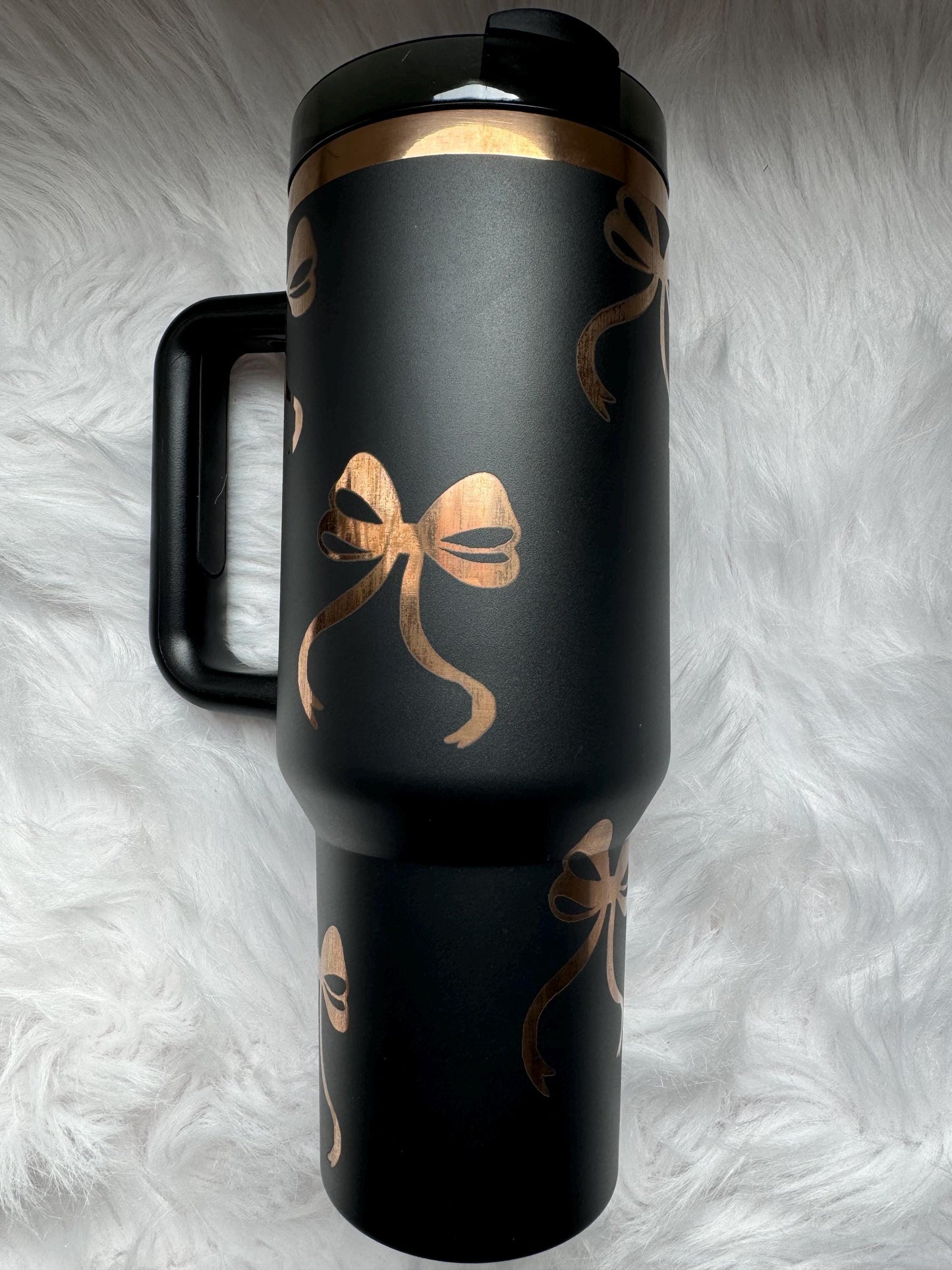 Coquette Bow engraved tumbler~ Bows tumbler gift~ Insulated hot and cold 40 oz Tumbler ~Custom Engraved Tumbler~