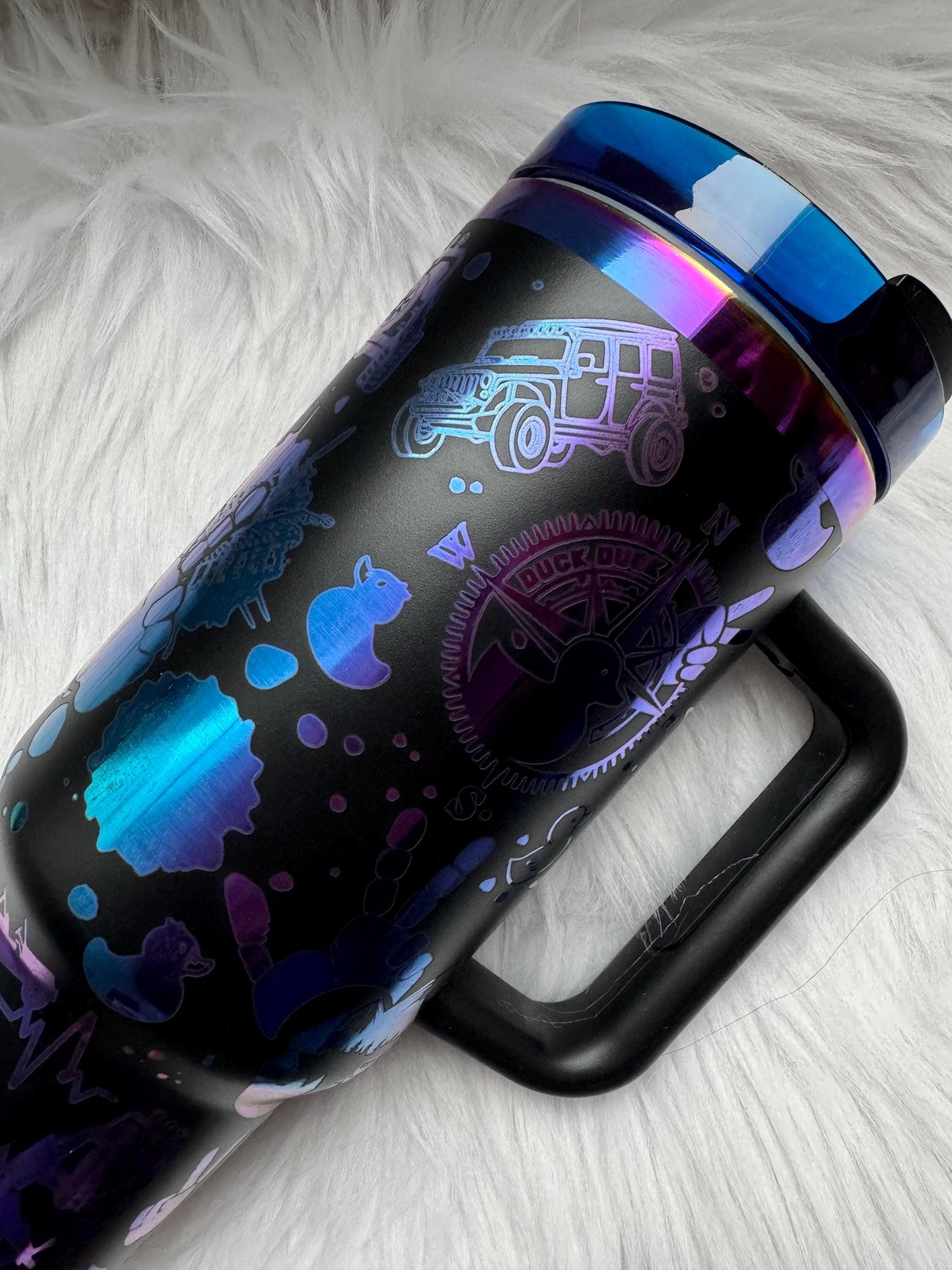 Jeep Off-roading design 40 oz engraved tumbler~ Jeep design Tumbler~ Jeep owner gift~ Black Chroma