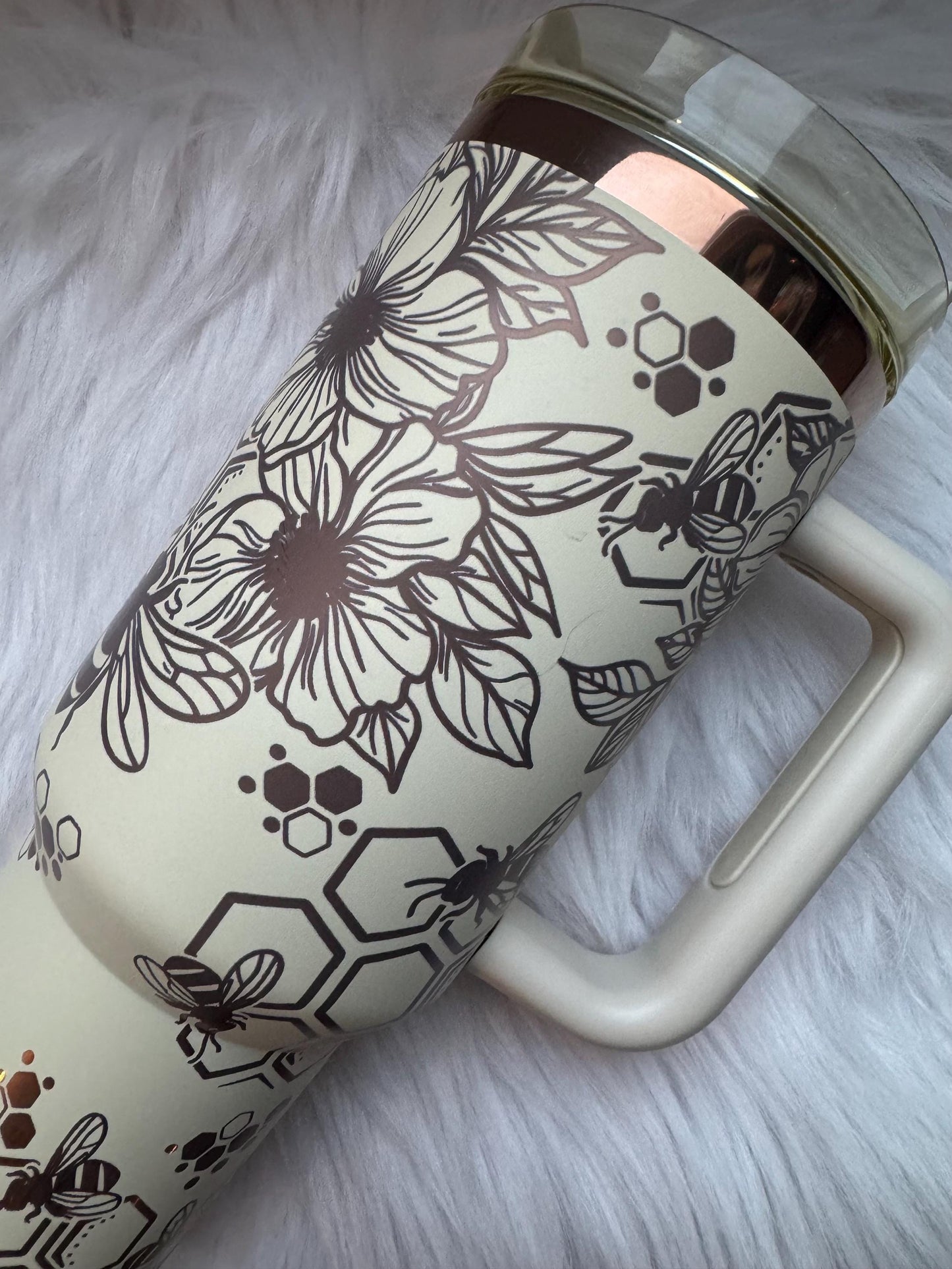 Honey Bee 40 oz engraved tumbler~ Honey Bee design Tumbler~ Bee lover gift
