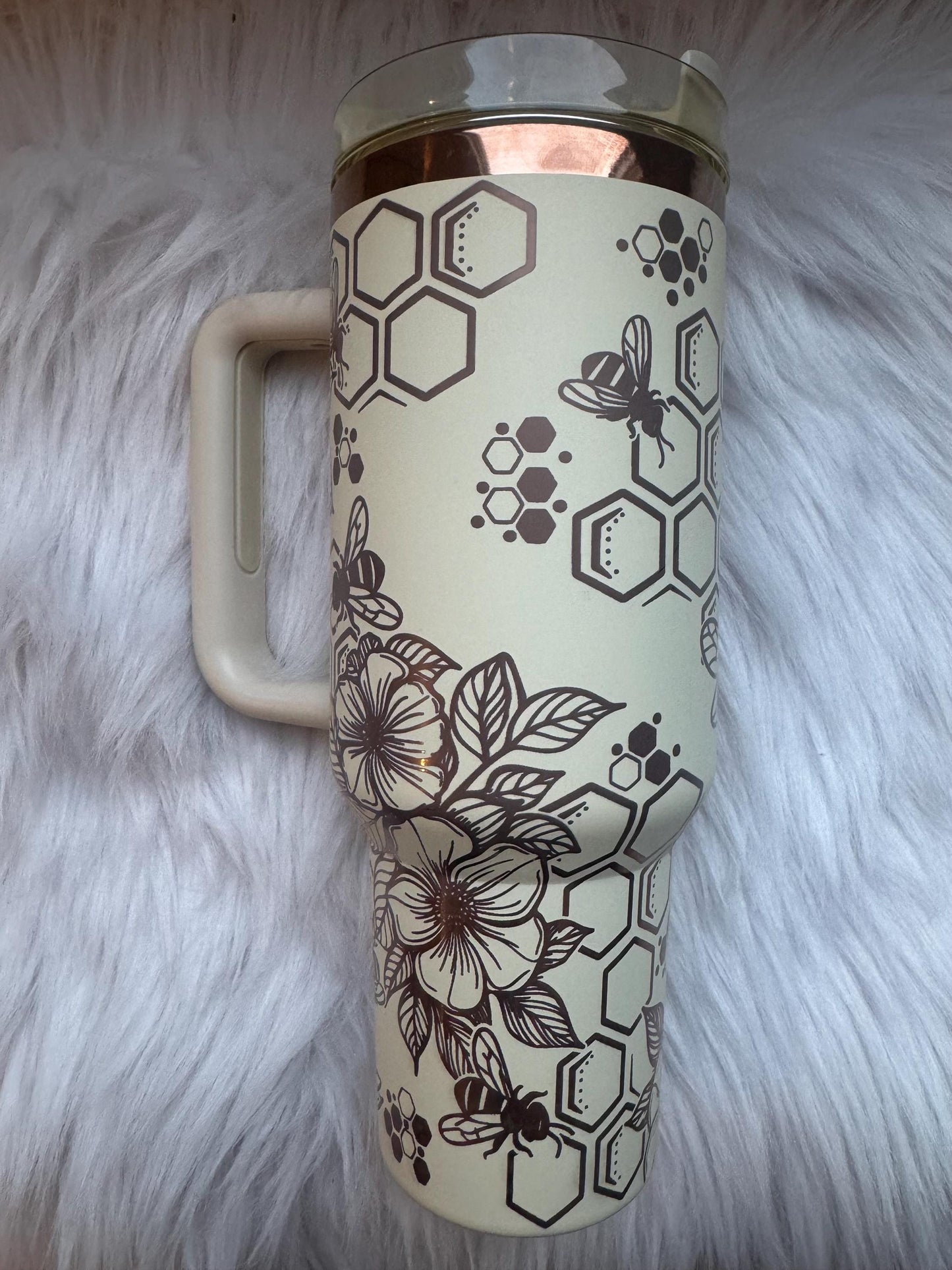 Honey Bee 40 oz engraved tumbler~ Honey Bee design Tumbler~ Bee lover gift