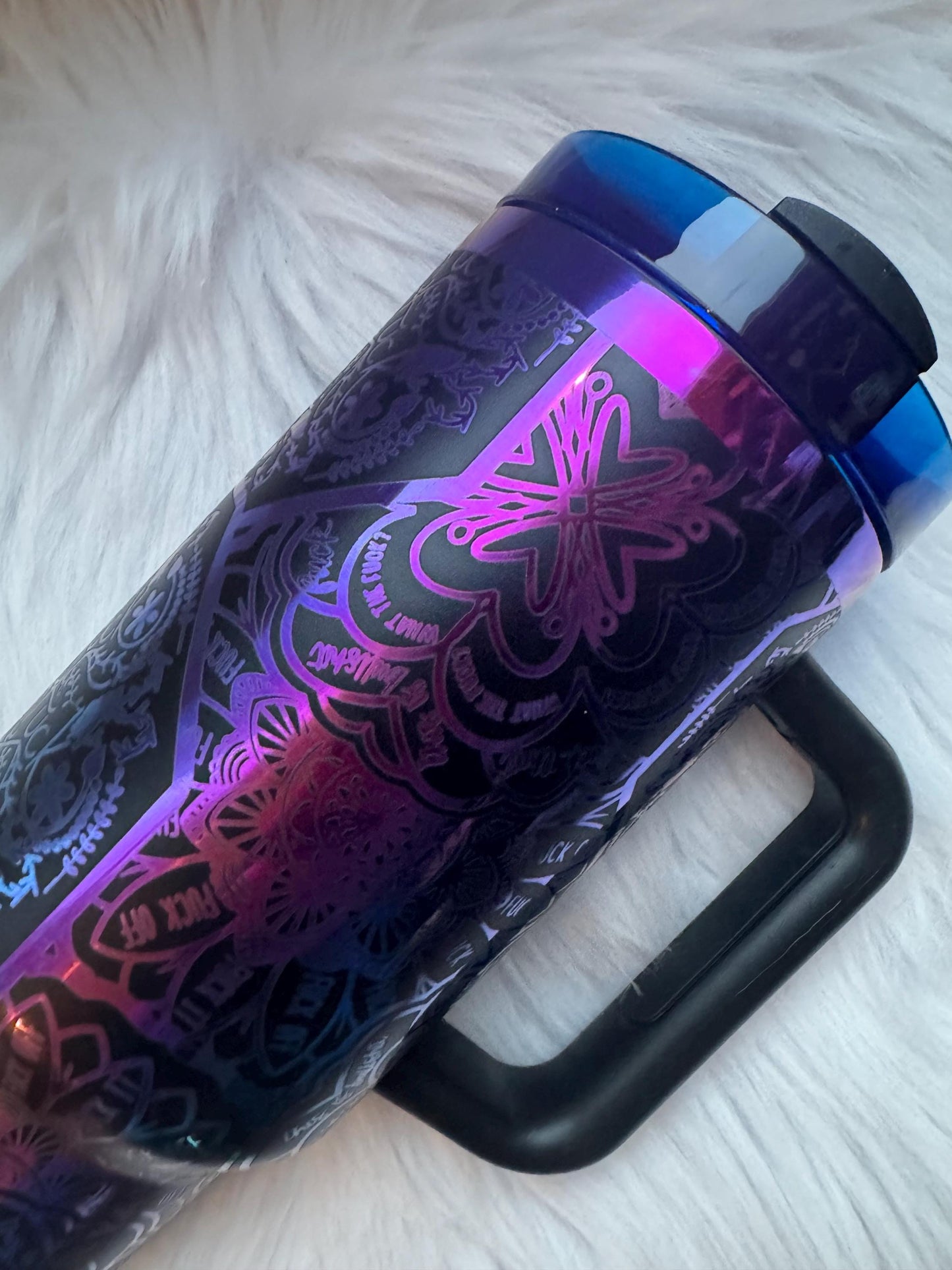 Hidden cuss word 40 oz engraved tumbler~ Hidden cuss word design Tumbler~ Black Chroma