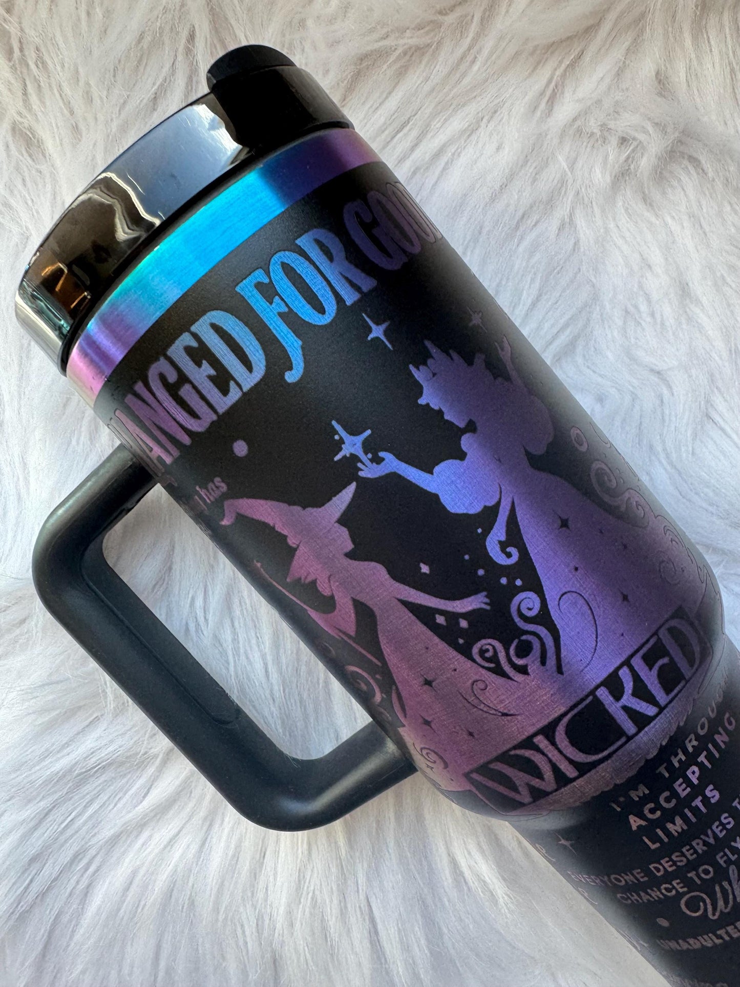 Wicked oz engraved tumbler~ Wicked gift~ Changed for good~ Insulated hot and cold 40 oz Tumbler ~Custom Engraved Tumbler~ Black Chroma