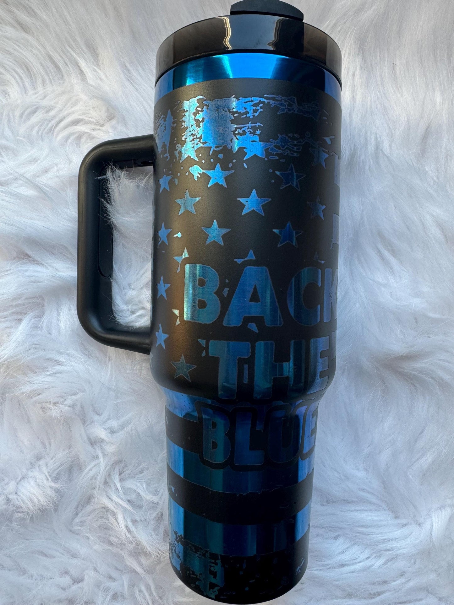 Back the Blue 40 oz engraved~ Insulated hot and cold 40 oz Tumbler ~Custom Engraved Tumbler