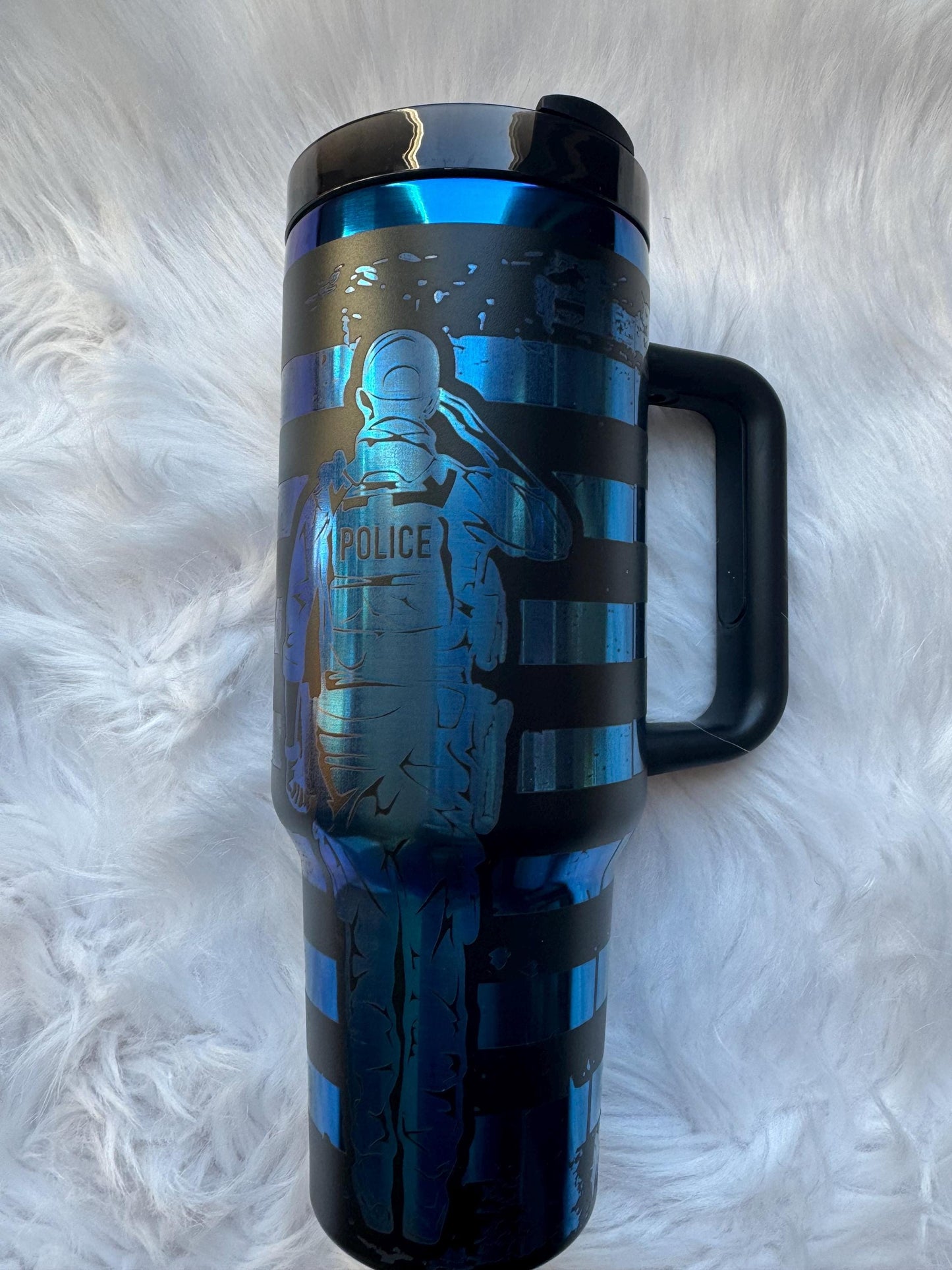 Back the Blue 40 oz engraved~ Insulated hot and cold 40 oz Tumbler ~Custom Engraved Tumbler