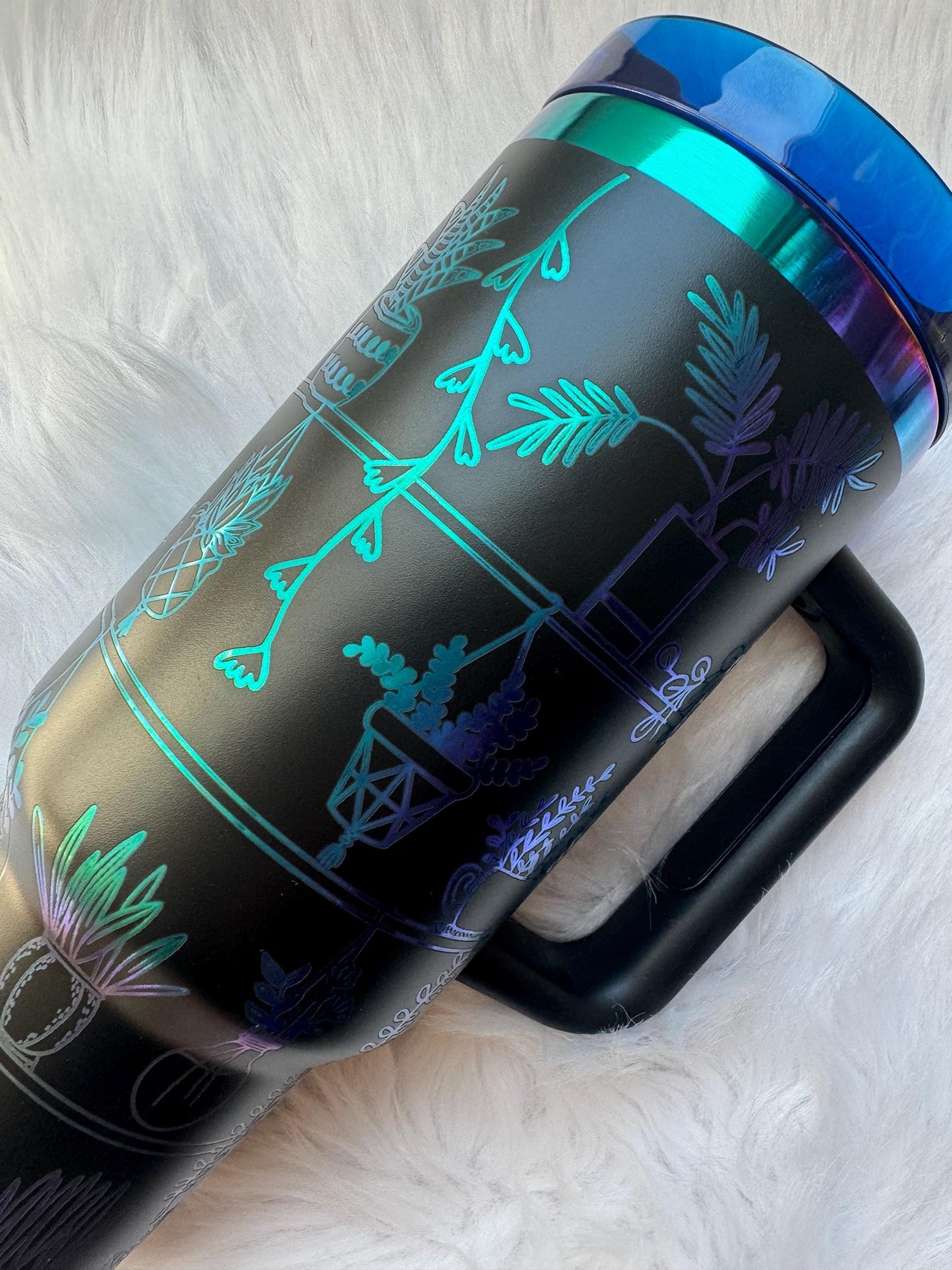 Plant Shelf oz engraved tumbler~ Plant lover gift~ Insulated hot and cold 40 oz Tumbler ~Custom Engraved Tumbler~Plant Mom gift~Black Chroma