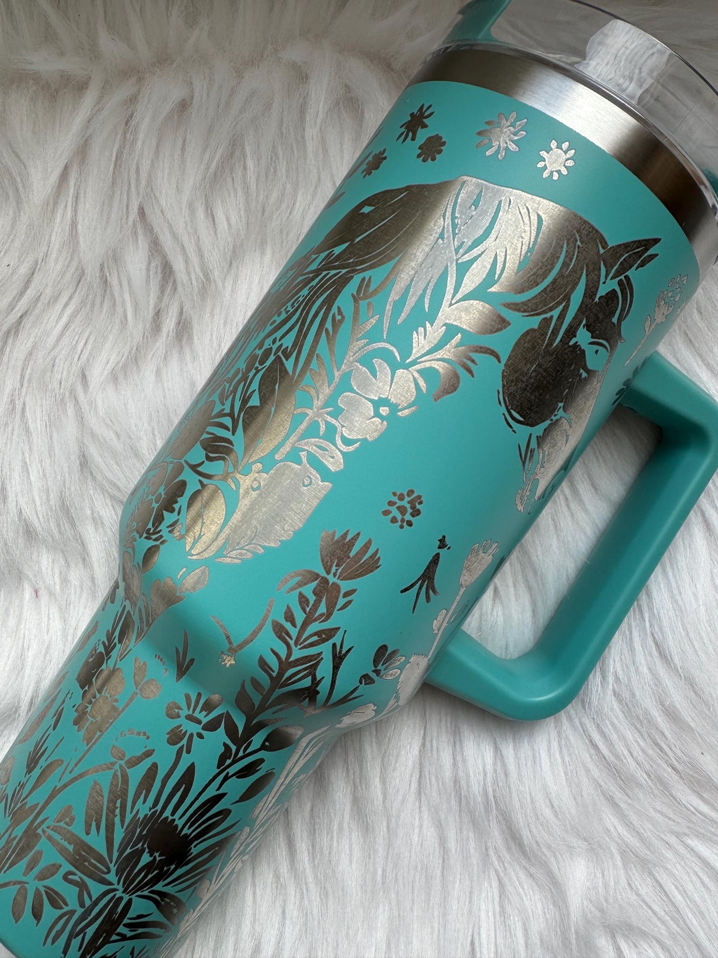 Horse 40 oz engraved tumbler~ Insulated hot and cold 40 oz Tumbler ~Custom Engraved Tumbler~Black Chroma~ Horse lover gift