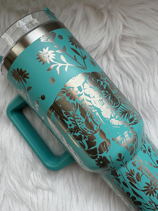 Horse 40 oz engraved tumbler~  Insulated hot and cold 40 oz Tumbler ~Custom Engraved Tumbler~Black Chroma~ Horse lover gift