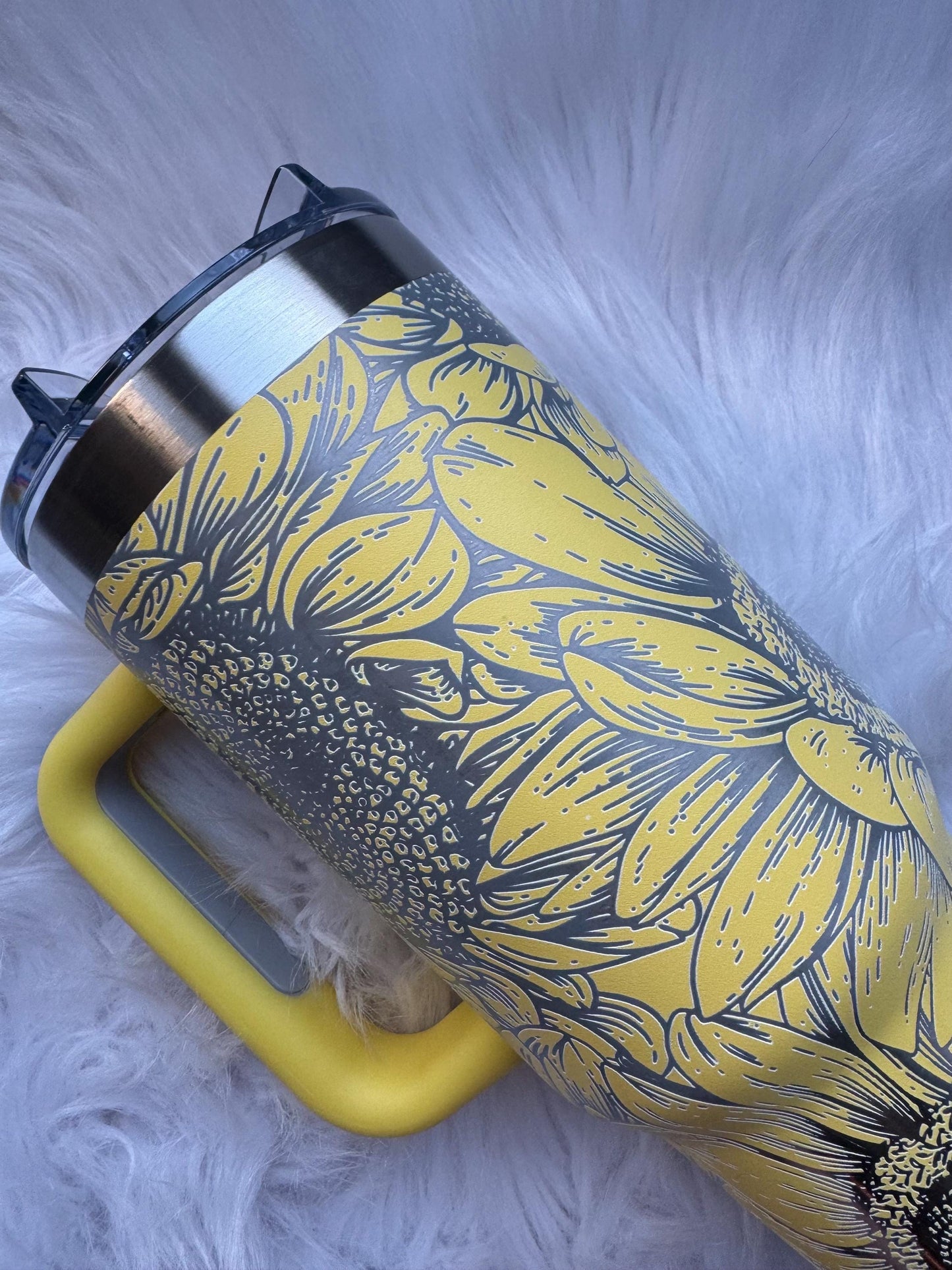 Sunflower oz engraved tumbler~ Sunflower gift~ Insulated hot and cold 40 oz Tumbler ~Custom Engraved Tumbler~Black Chroma