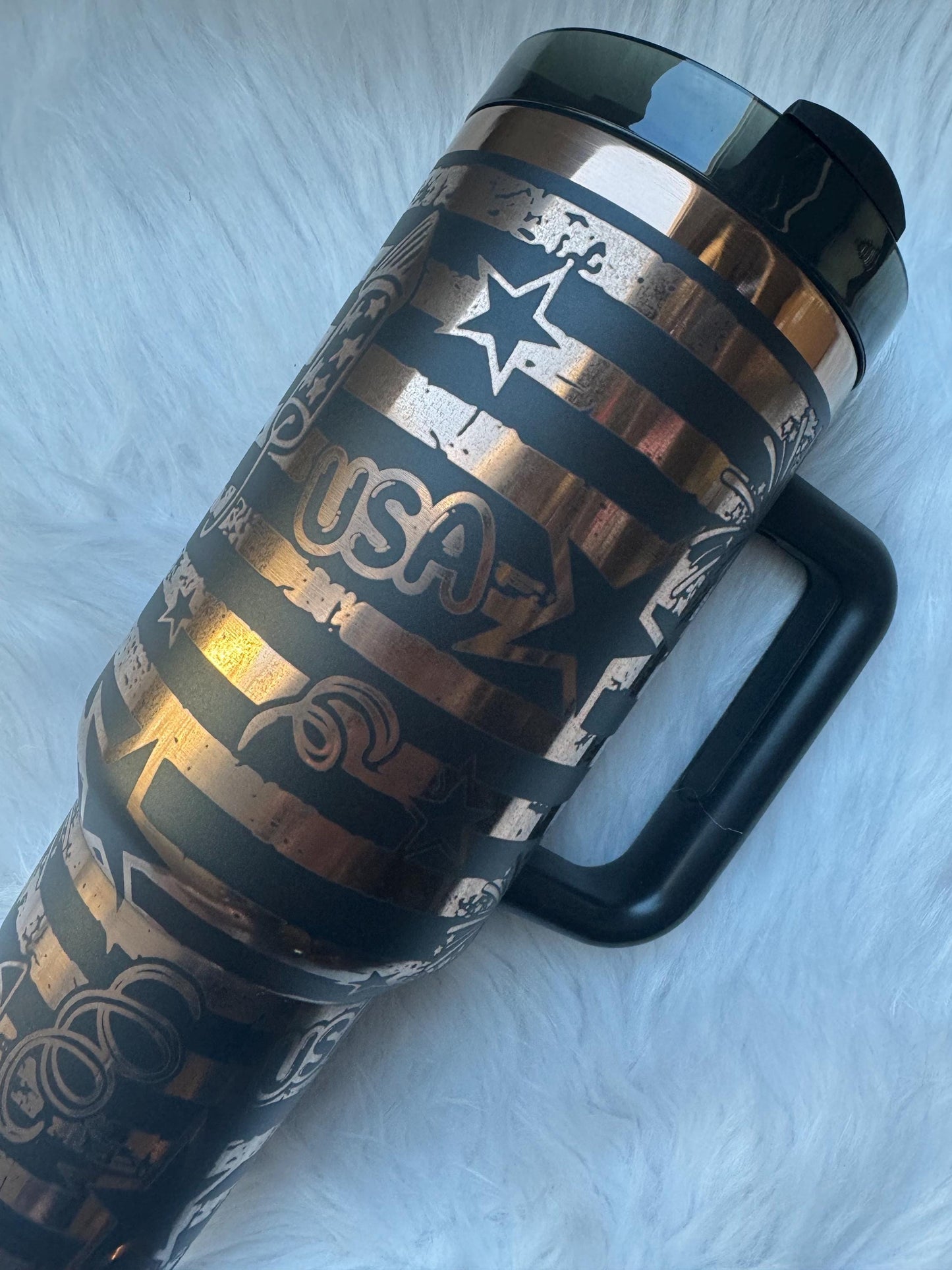 USA oz engraved tumbler~ USA lover gift~ Insulated hot and cold 40 oz Tumbler ~Custom Engraved Tumbler~Fireworks Tumbler~ Fourth of July
