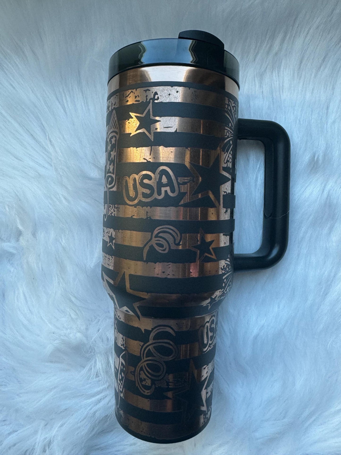 USA oz engraved tumbler~ USA lover gift~ Insulated hot and cold 40 oz Tumbler ~Custom Engraved Tumbler~Fireworks Tumbler~ Fourth of July