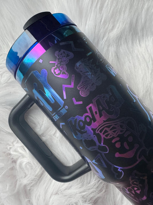I love the 90s oz engraved tumbler~ 90s lover gift~ Insulated hot and cold 40 oz Tumbler ~Custom Engraved Tumbler~ Black Chroma