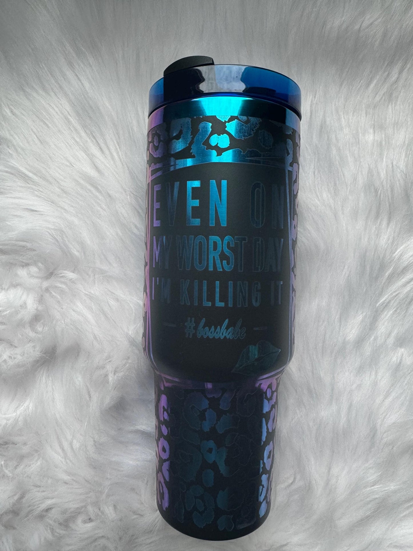 Boss babe oz engraved tumbler~ Boss babe gift~ Insulated hot and cold 40 oz Tumbler ~Custom Engraved Tumbler~ Black Chroma