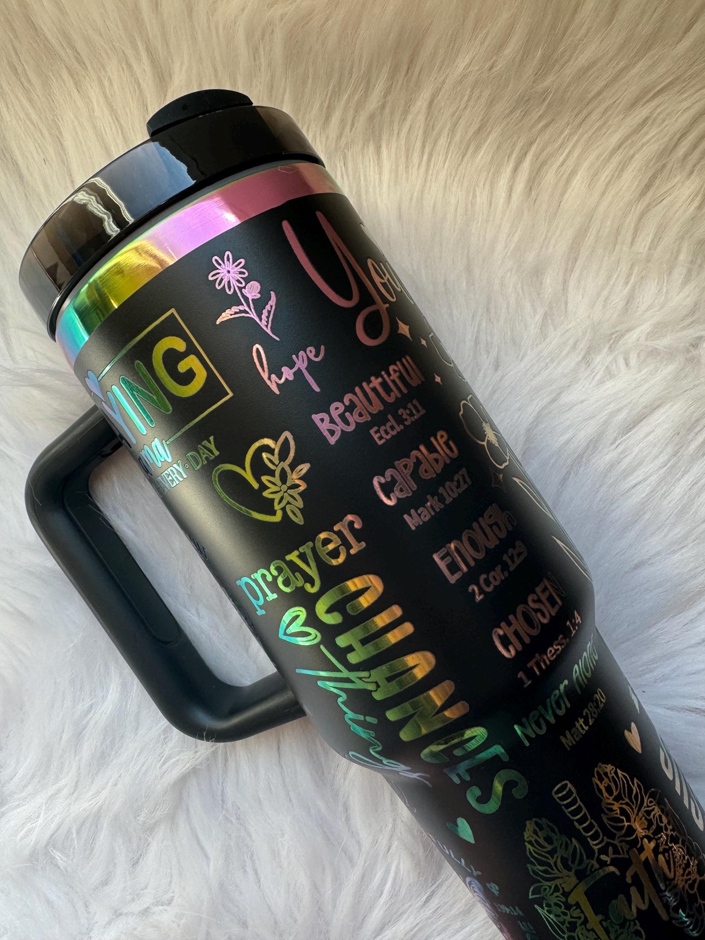 Praying Mama oz engraved tumbler~ Prayer gift~ Insulated hot and cold 40 oz Tumbler ~Custom Engraved Tumbler~ Black Chroma