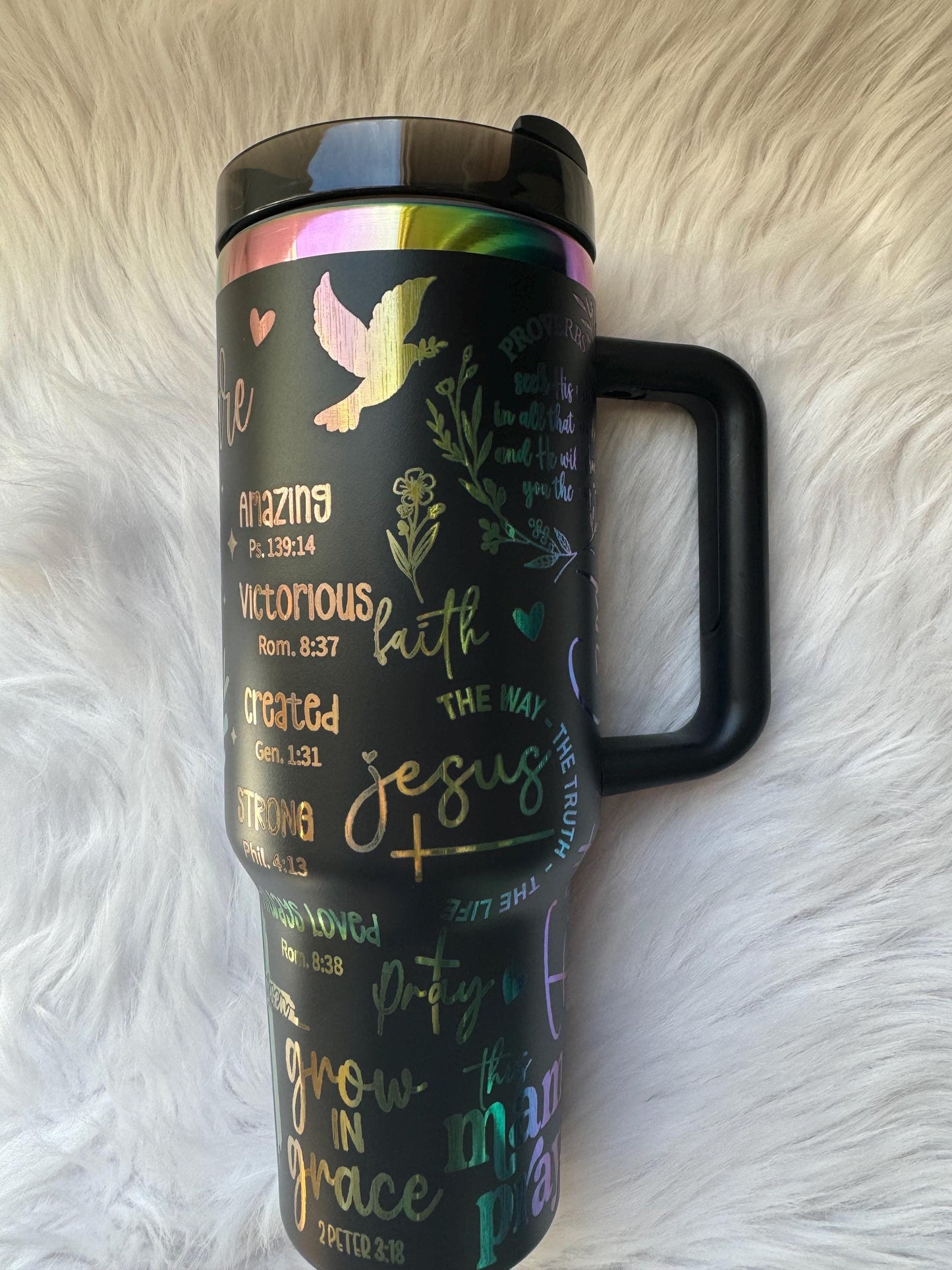 Praying Mama oz engraved tumbler~ Prayer gift~ Insulated hot and cold 40 oz Tumbler ~Custom Engraved Tumbler~ Black Chroma