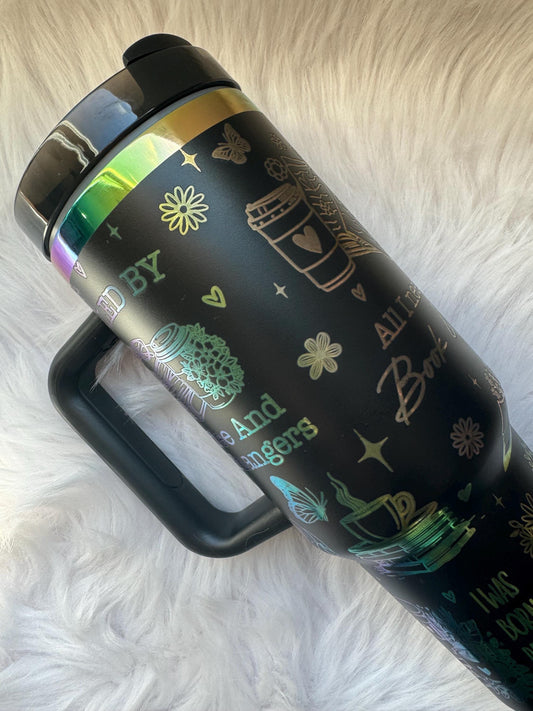 Book Lover engraved tumbler~ Book lover gift~ Insulated hot and cold 40 oz Tumbler ~Custom Engraved Tumbler~