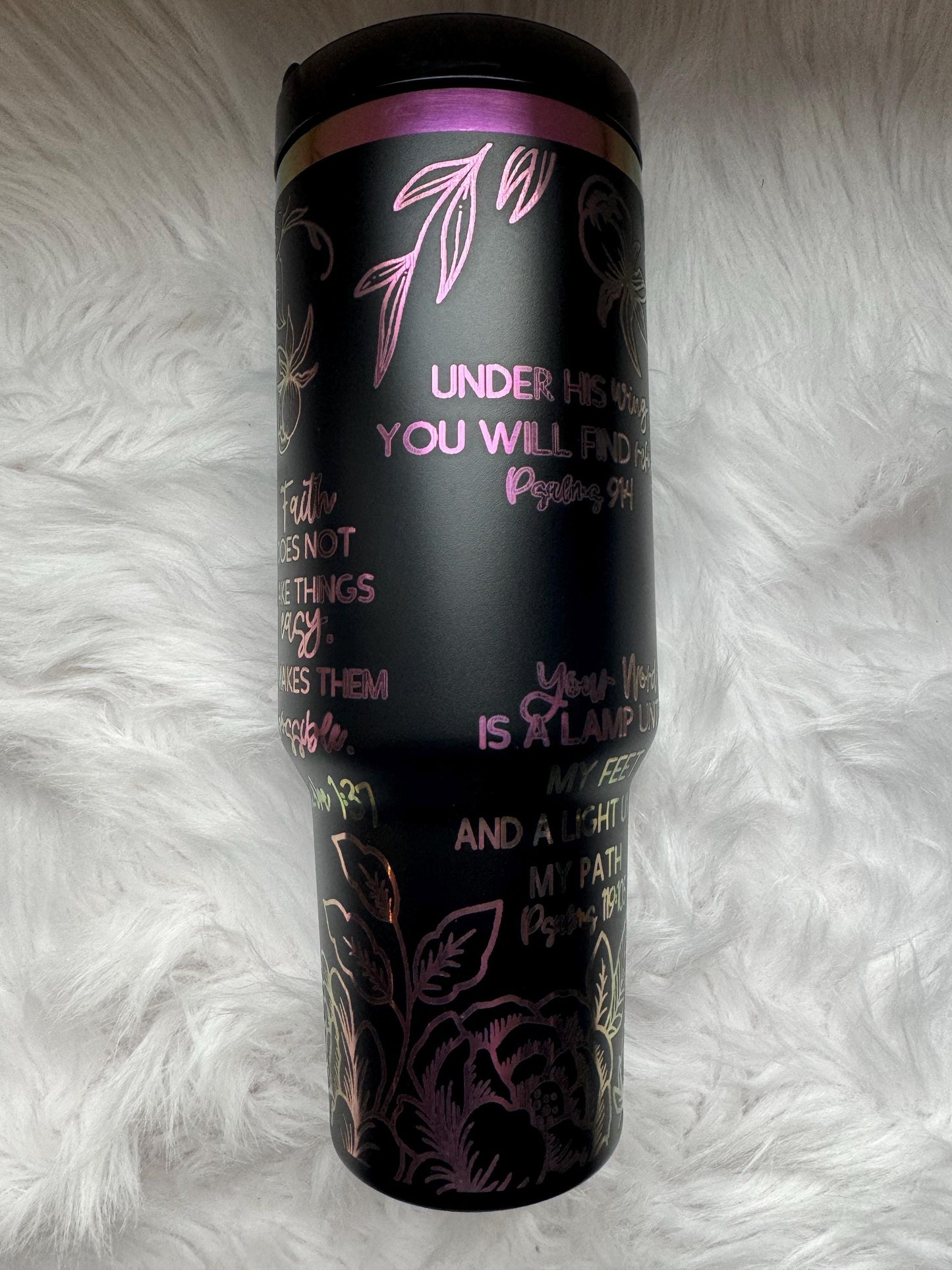 Great is thy Faithfulness oz engraved tumbler~ Prayer gift~ Insulated hot and cold 40 oz Tumbler ~Custom Engraved Tumbler~ Black Chroma