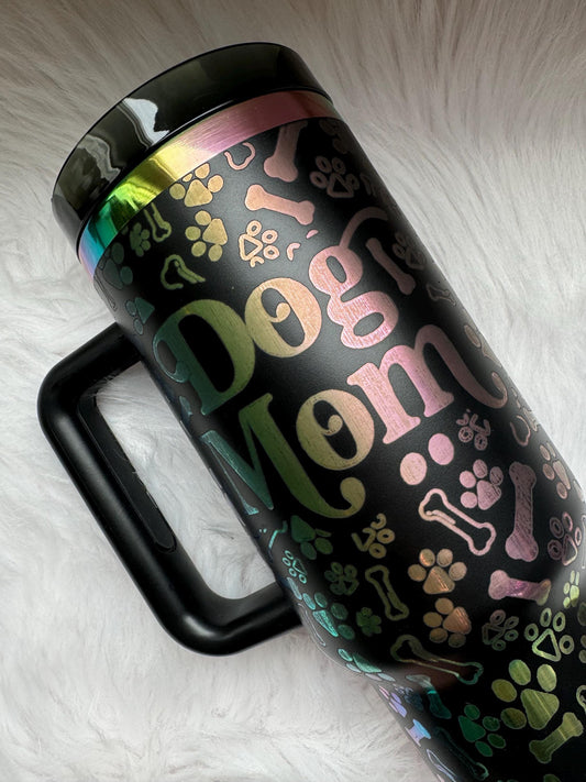 Dog Mom engraved tumbler~ Dog Mom gift~ Insulated hot and cold 40 oz Tumbler ~Custom Engraved Tumbler~