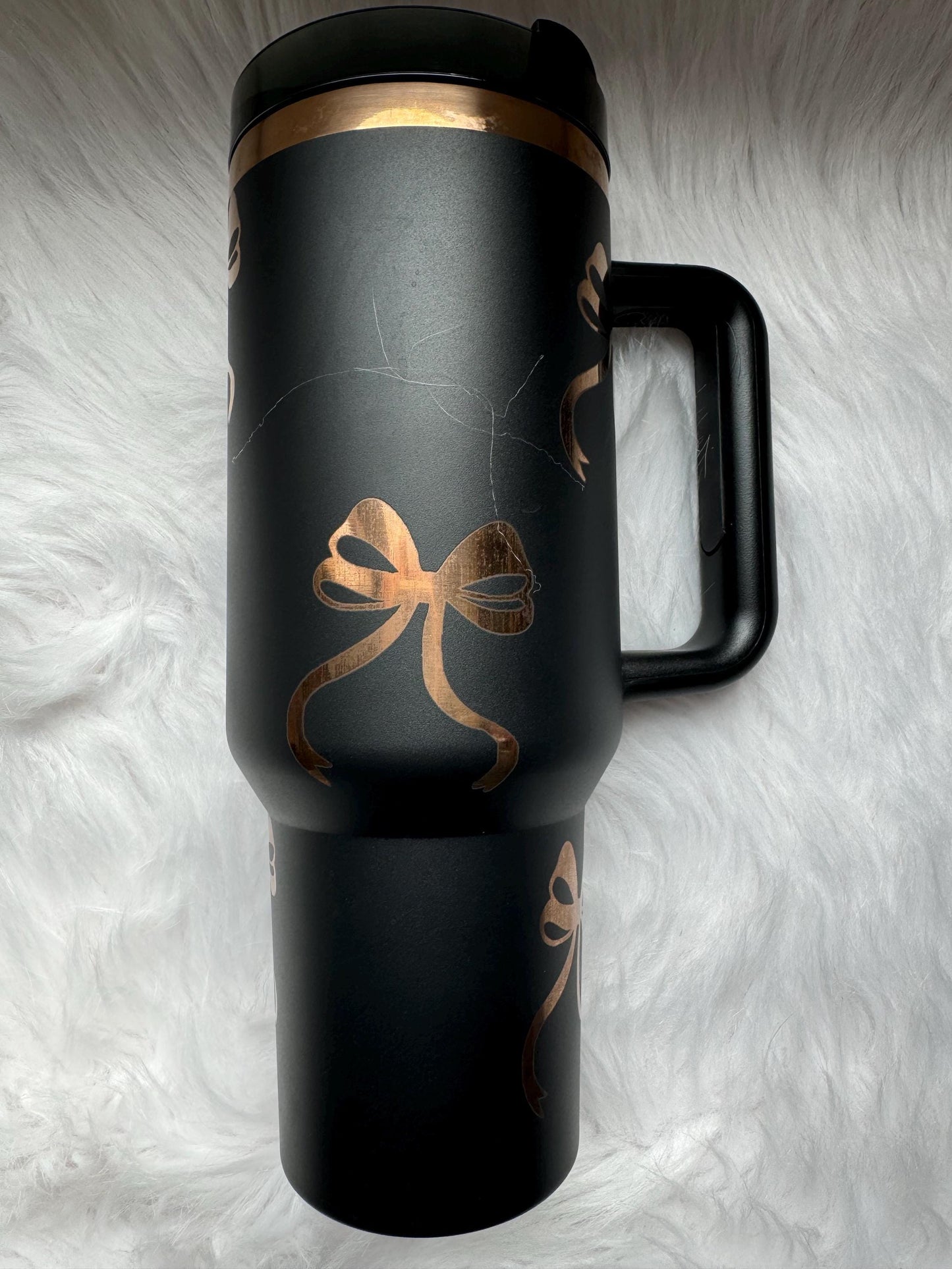 Coquette Bow engraved tumbler~ Bows tumbler gift~ Insulated hot and cold 40 oz Tumbler ~Custom Engraved Tumbler~