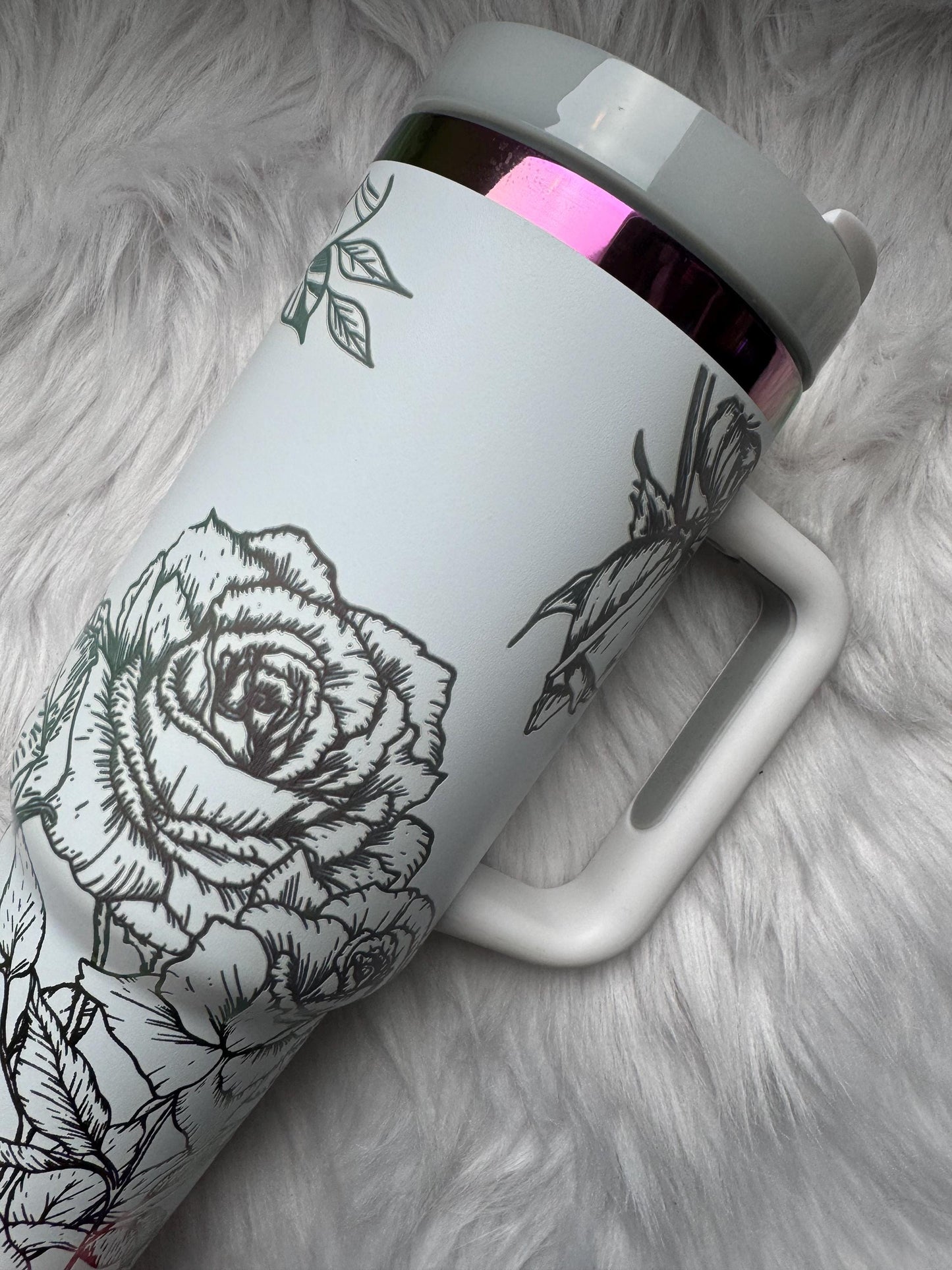 Rose Tumbler 40 oz engraved tumbler~ Rose Cup~ Rose lover gift tumbler~ Romance Cup~ Chroma tumbler dupe~