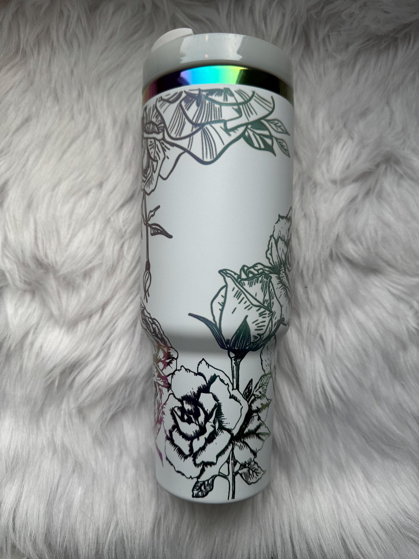 Rose Tumbler 40 oz engraved tumbler~ Rose Cup~ Rose lover gift tumbler~ Romance Cup~ Chroma tumbler dupe~