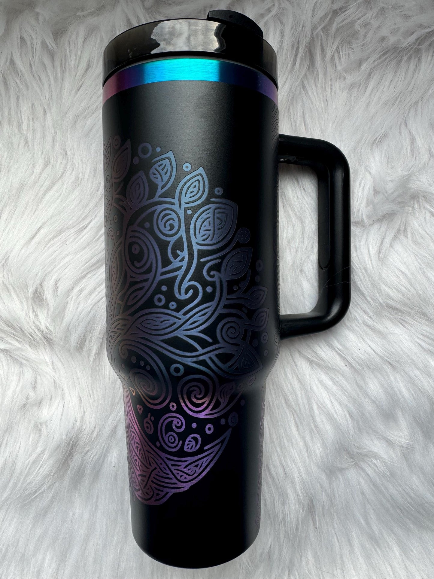 Tree of Life 40 oz engraved tumbler~ Tree of Life gift~Insulated hot and cold 40 oz Tumbler ~Custom Engraved Tumbler~Black Chroma