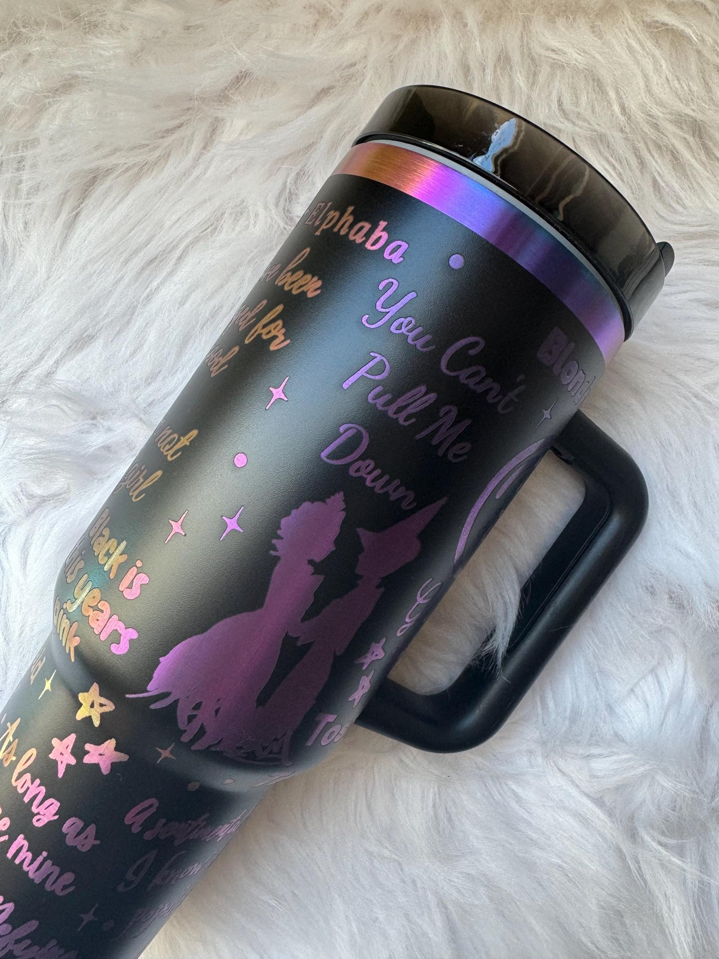 Wicked oz engraved tumbler~ Wicked gift~ Changed for good~ Insulated hot and cold 40 oz Tumbler ~Custom Engraved Tumbler~ Black Chroma