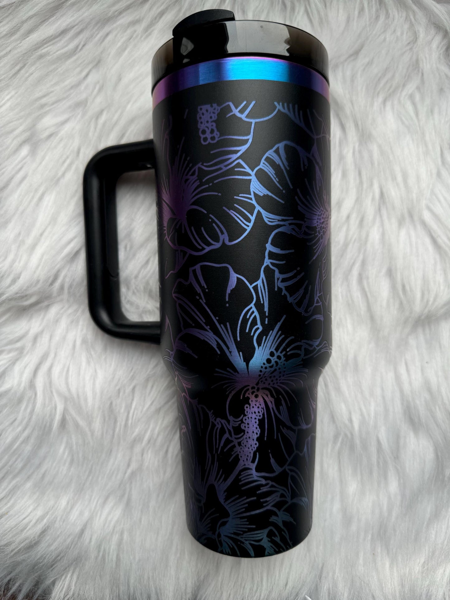 Hibiscus Flower engraved tumbler~ Hibiscus lover gift~ Insulated hot and cold 40 oz Tumbler ~Custom Engraved Tumbler~