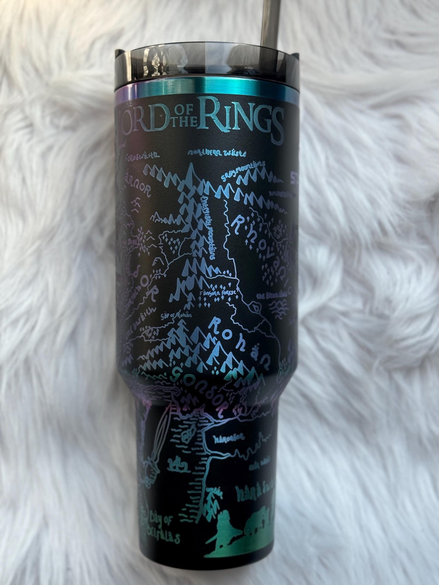 LOTR 40 oz engraved tumbler~ LOTR gift~Insulated hot and cold 40 oz Tumbler ~Custom Engraved Tumbler~Black Chroma