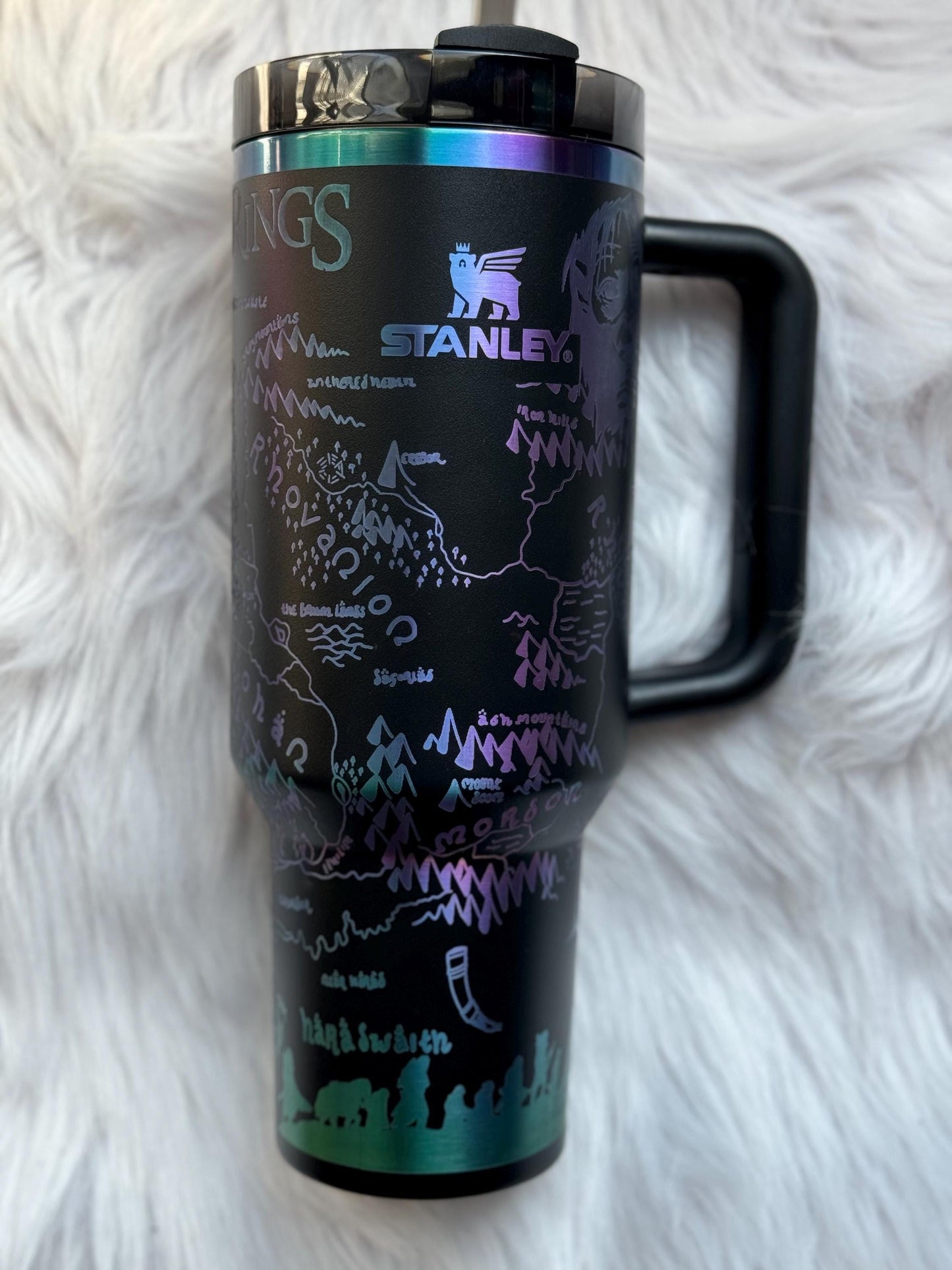 LOTR 40 oz engraved tumbler~ LOTR gift~Insulated hot and cold 40 oz Tumbler ~Custom Engraved Tumbler~Black Chroma