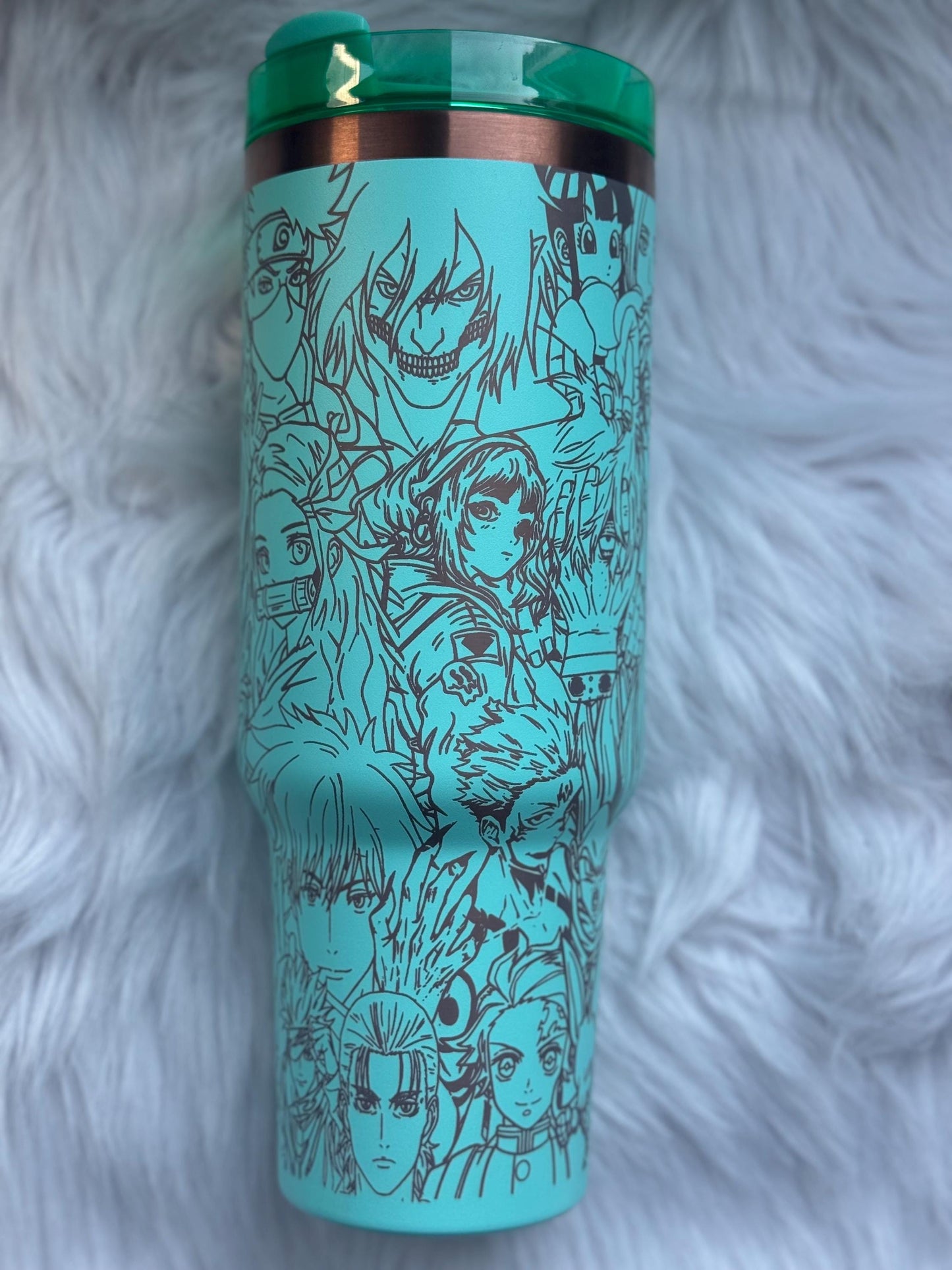 Anime Mashup 40 oz engraved tumbler~ Anime lover gift~ Insulated hot and cold 40 oz Tumbler ~Custom Engraved Tumbler~