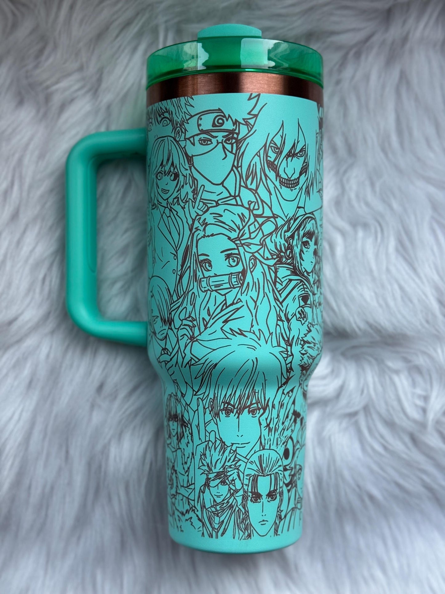 Anime Mashup 40 oz engraved tumbler~ Anime lover gift~ Insulated hot and cold 40 oz Tumbler ~Custom Engraved Tumbler~