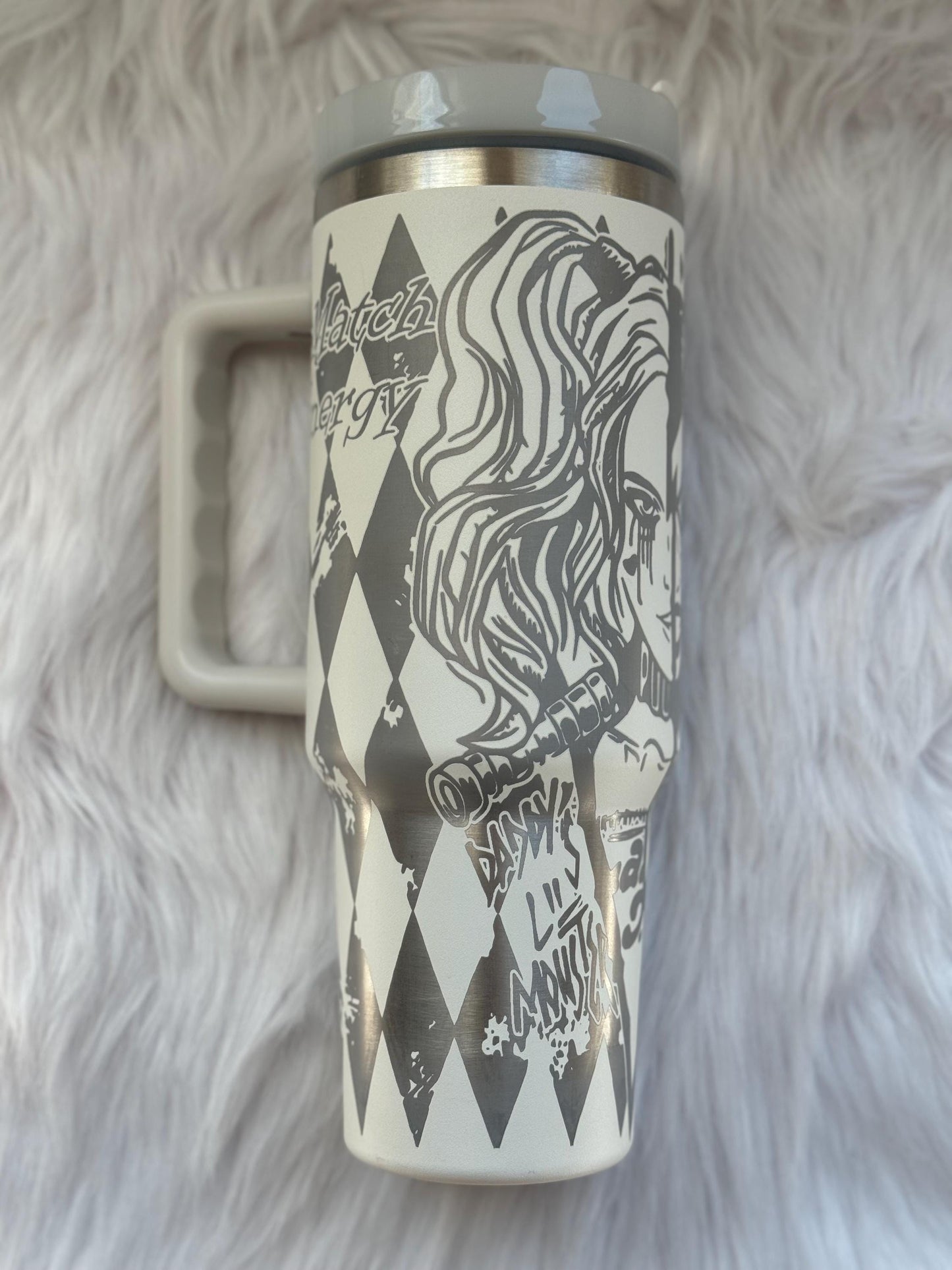 Movie Charachter 40 oz engraved tumbler~ Insulated hot and cold 40 oz Tumbler ~Custom Engraved Tumbler~