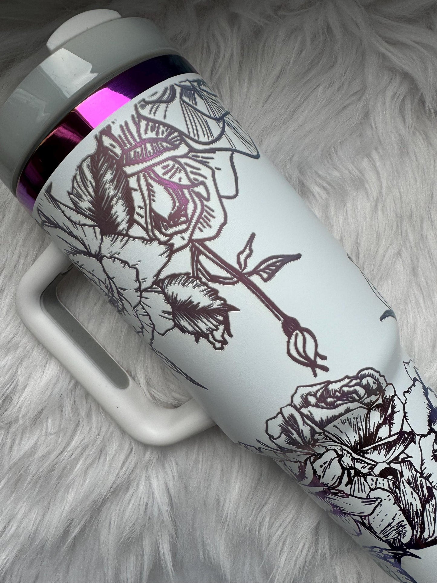 Rose Tumbler 40 oz engraved tumbler~ Rose Cup~ Rose lover gift tumbler~ Romance Cup~ Chroma tumbler dupe~